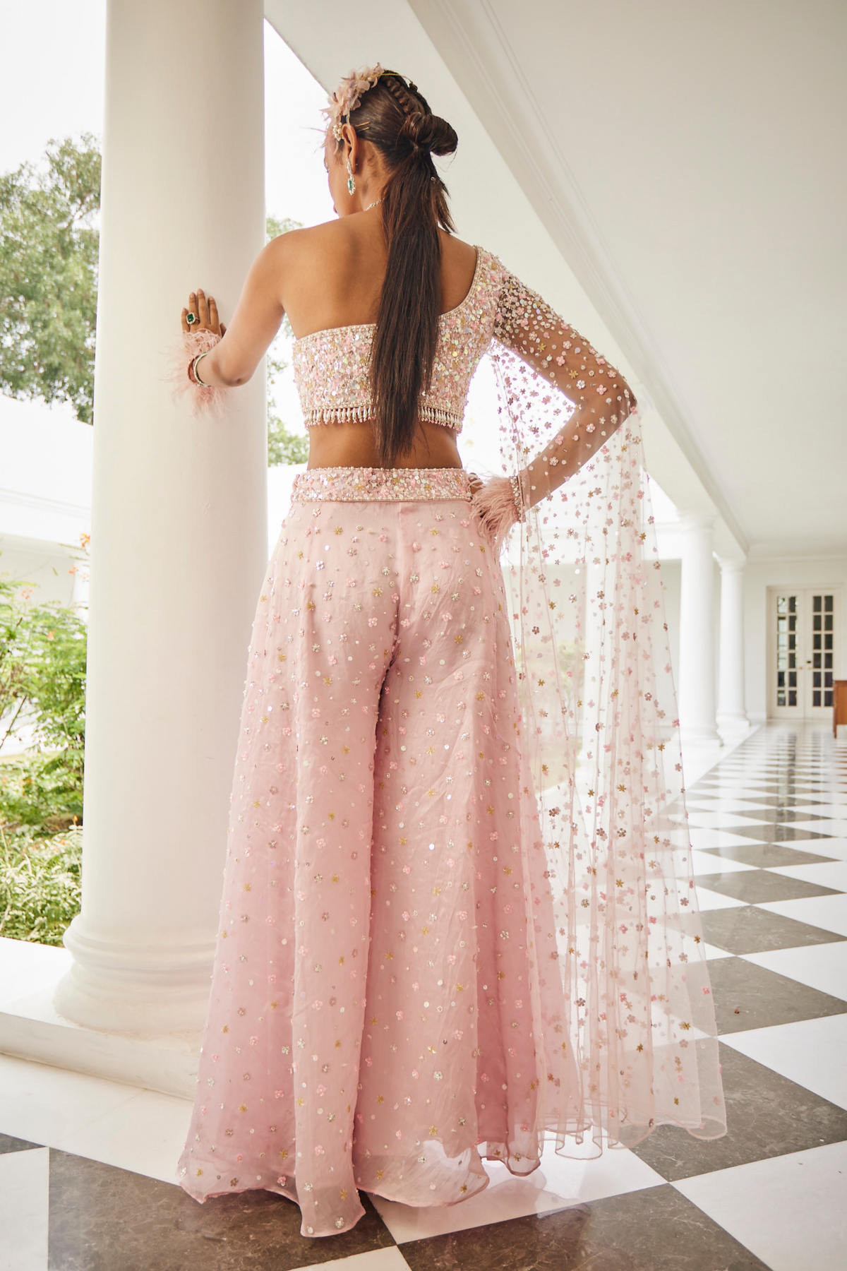 Pinkesque Blouse and Sharara Set