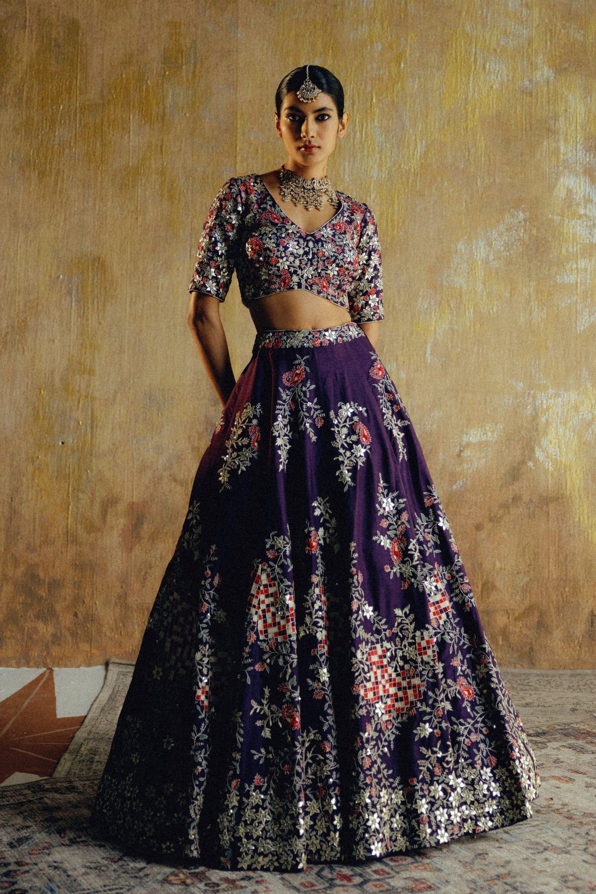 Jugnu Fusion Purple Lehenga Set