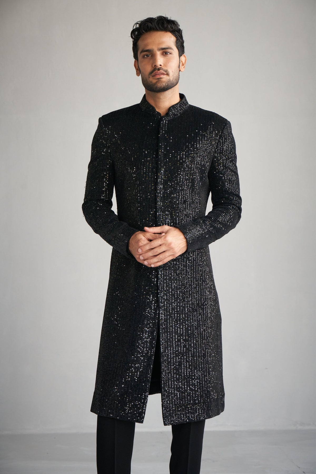 Black Sequins Sherwani