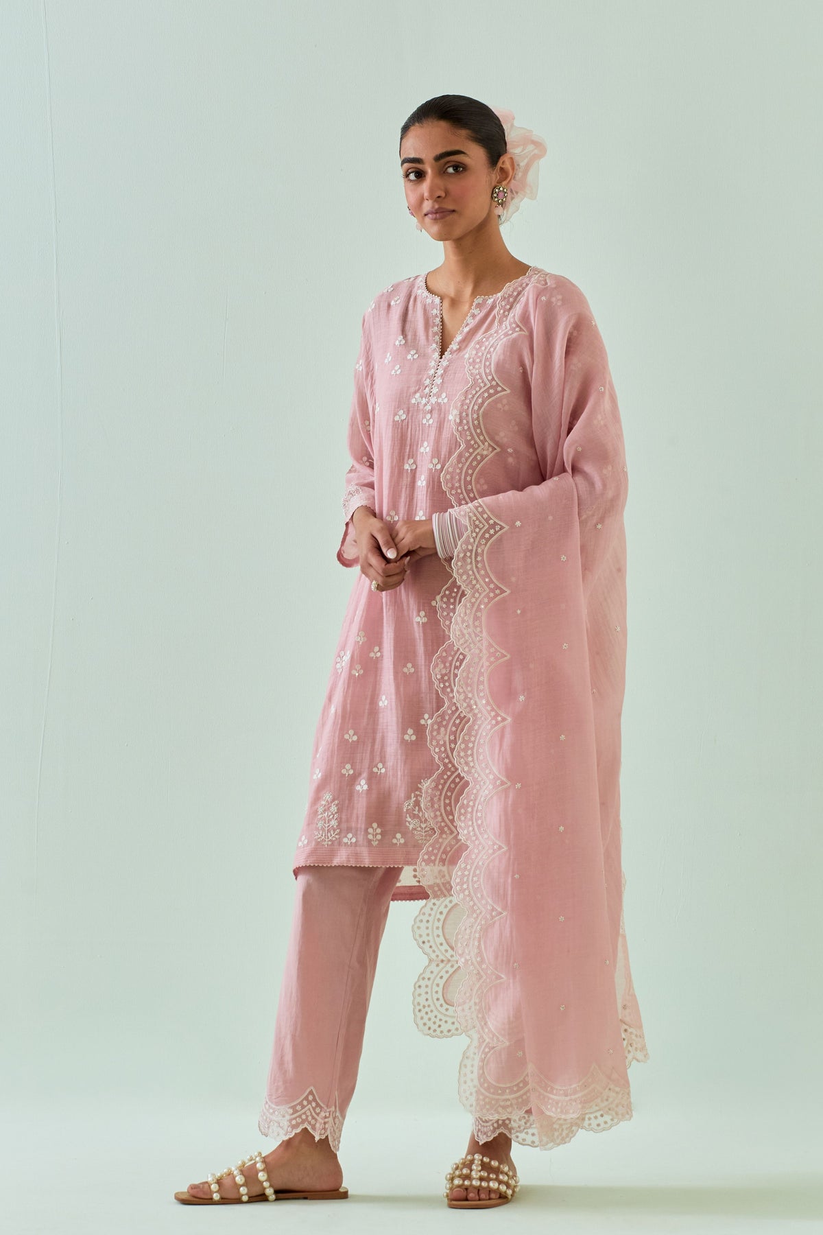 Pink Kalidar Kurta Set