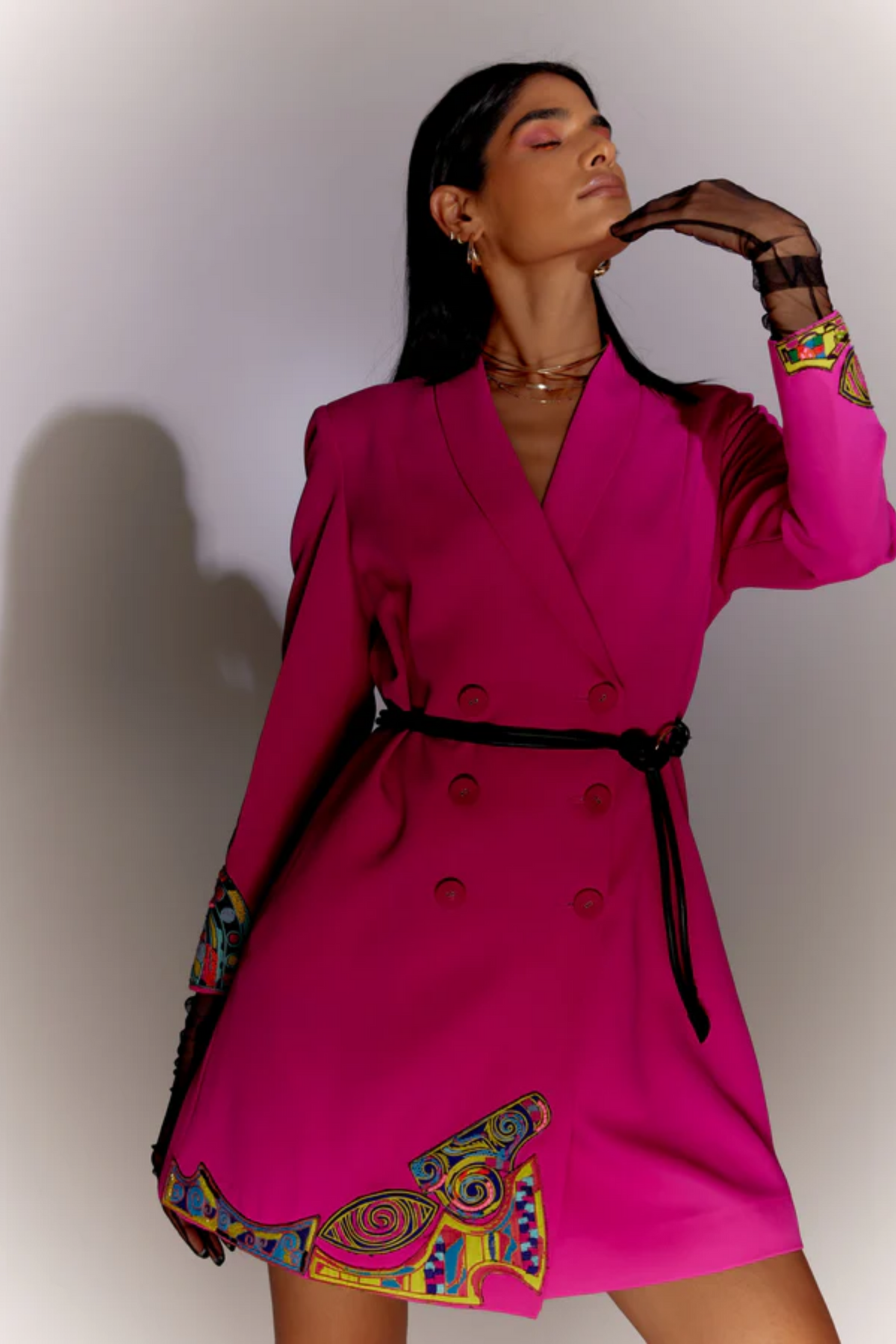 Pink Trippy Eyes Jacket Dress