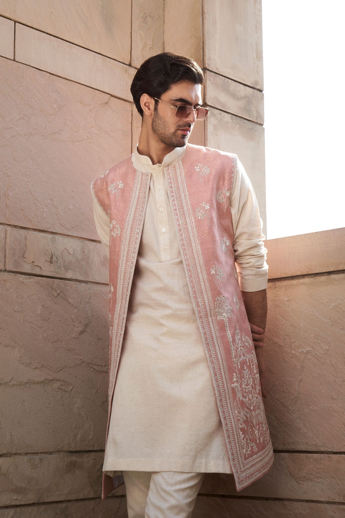 Dusty Rose Firdaus Embroidered Bandi Set