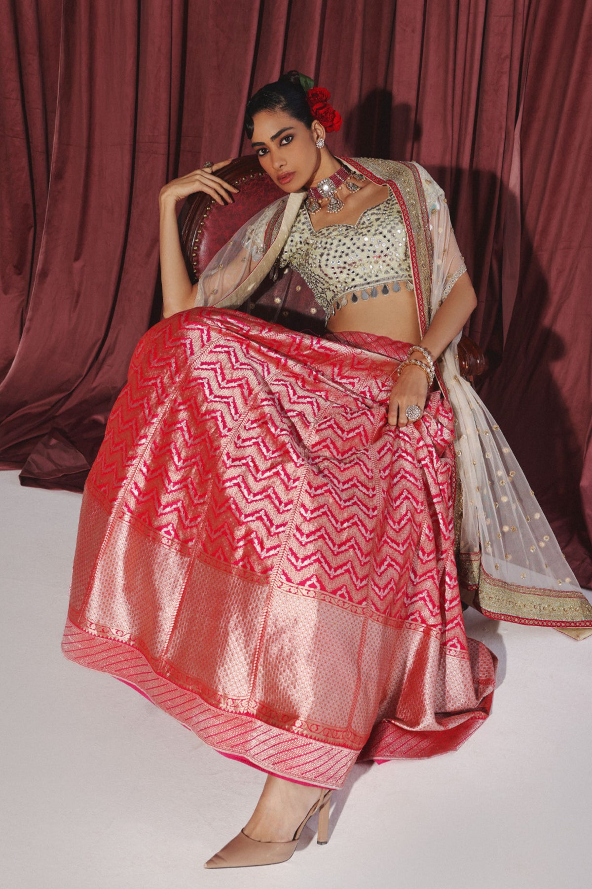 Banarasi Brocade Pink Lehenga