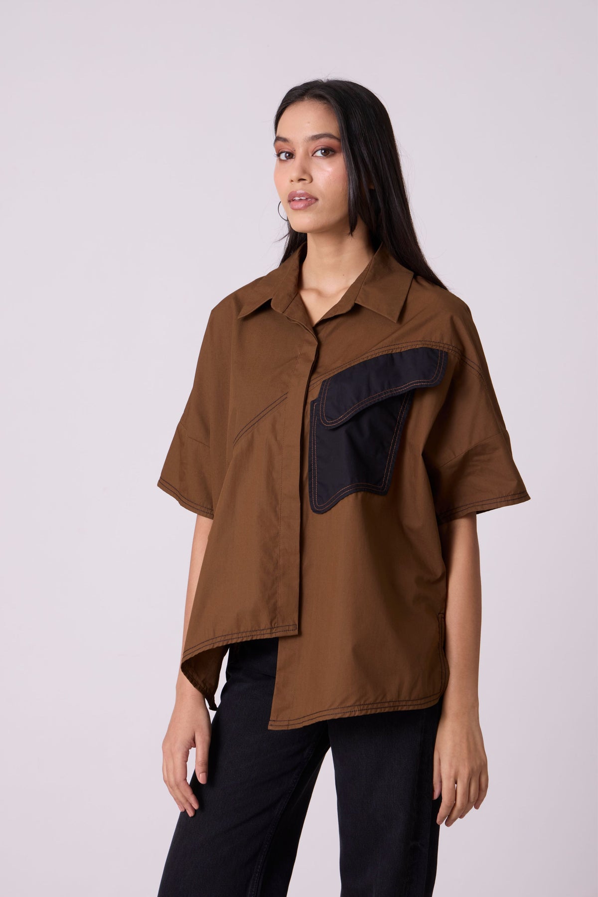 Andrea Olive Brown Shirt