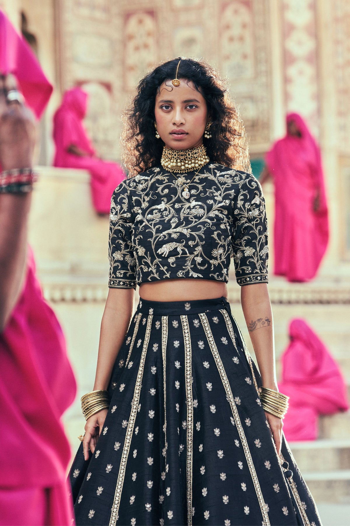 Black Embroidery Lehenga Set