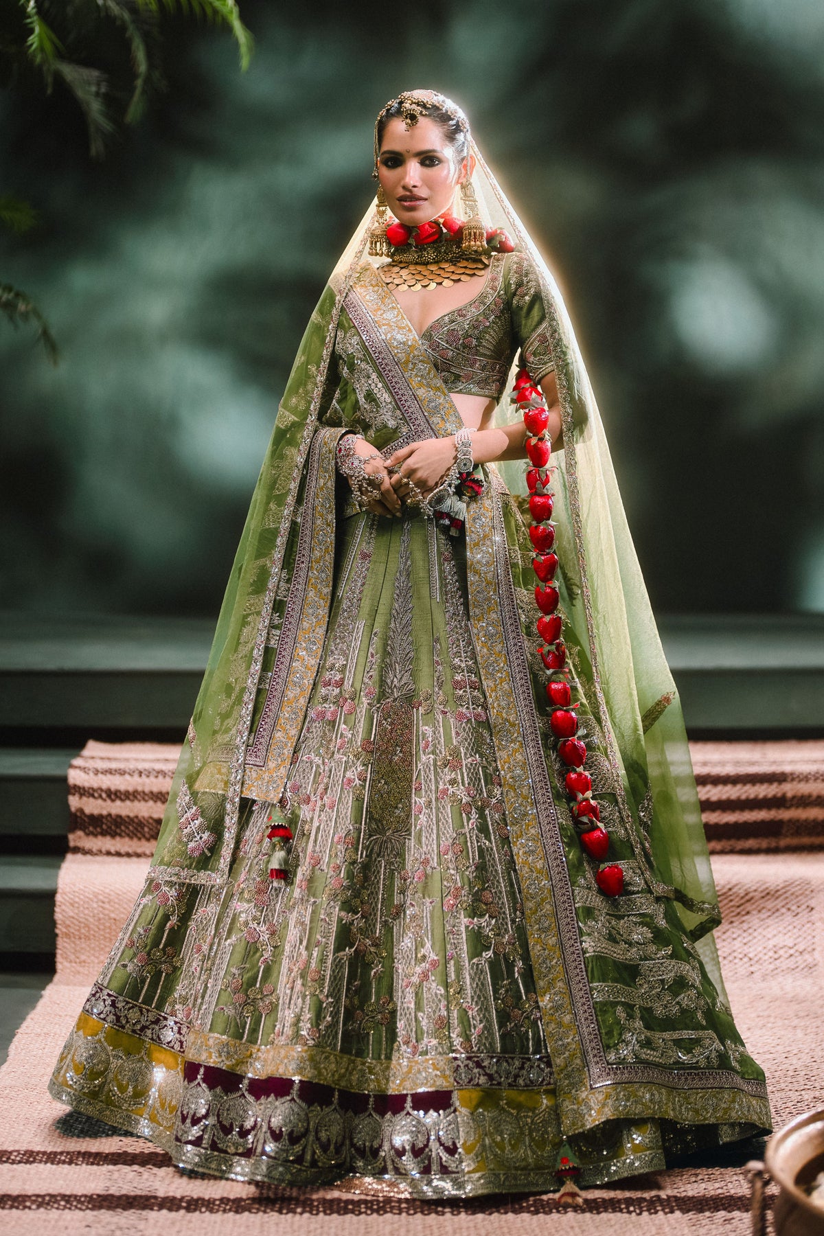 Aam Panna Silk Lehenga Set