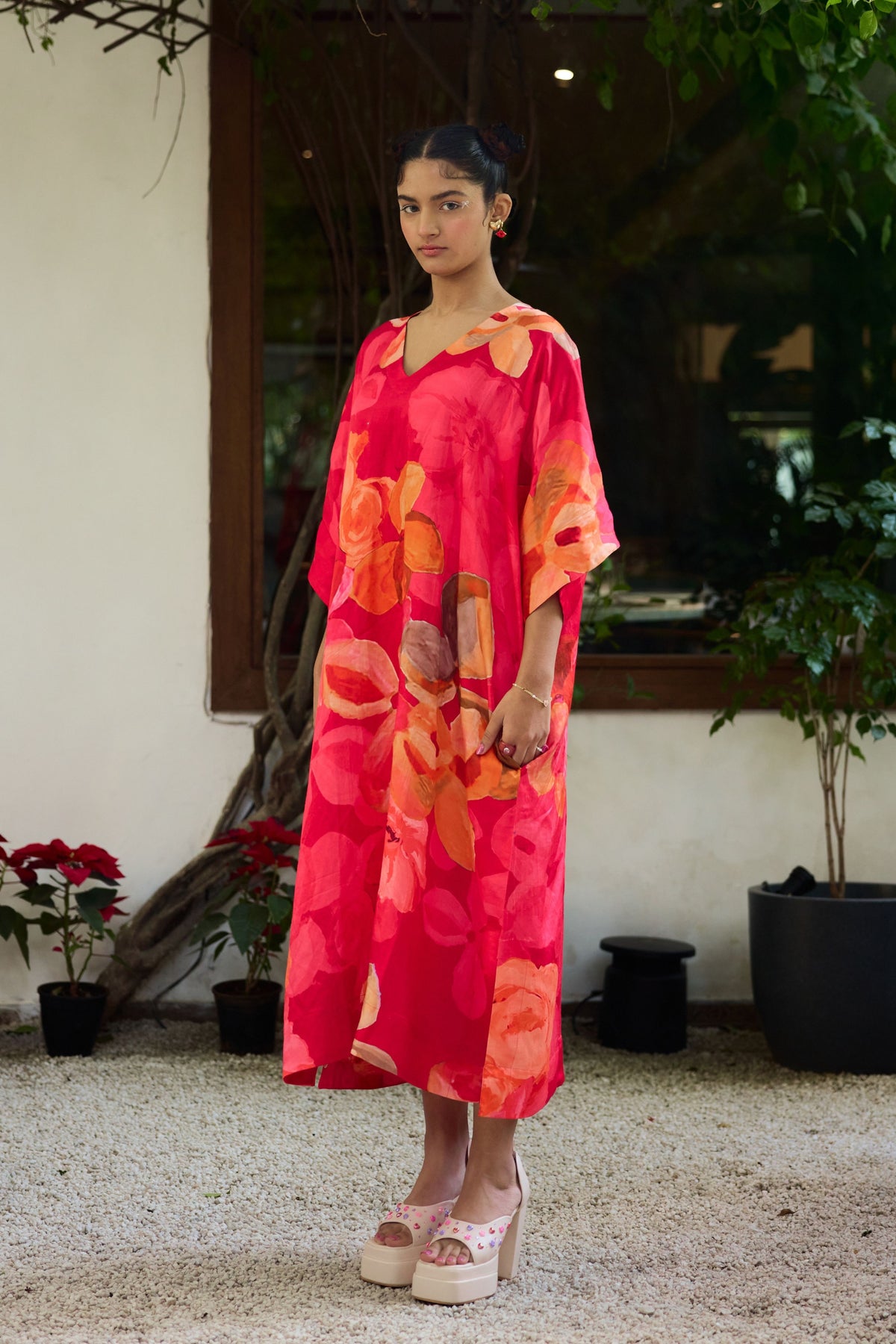 V-neck Printed Kaftan