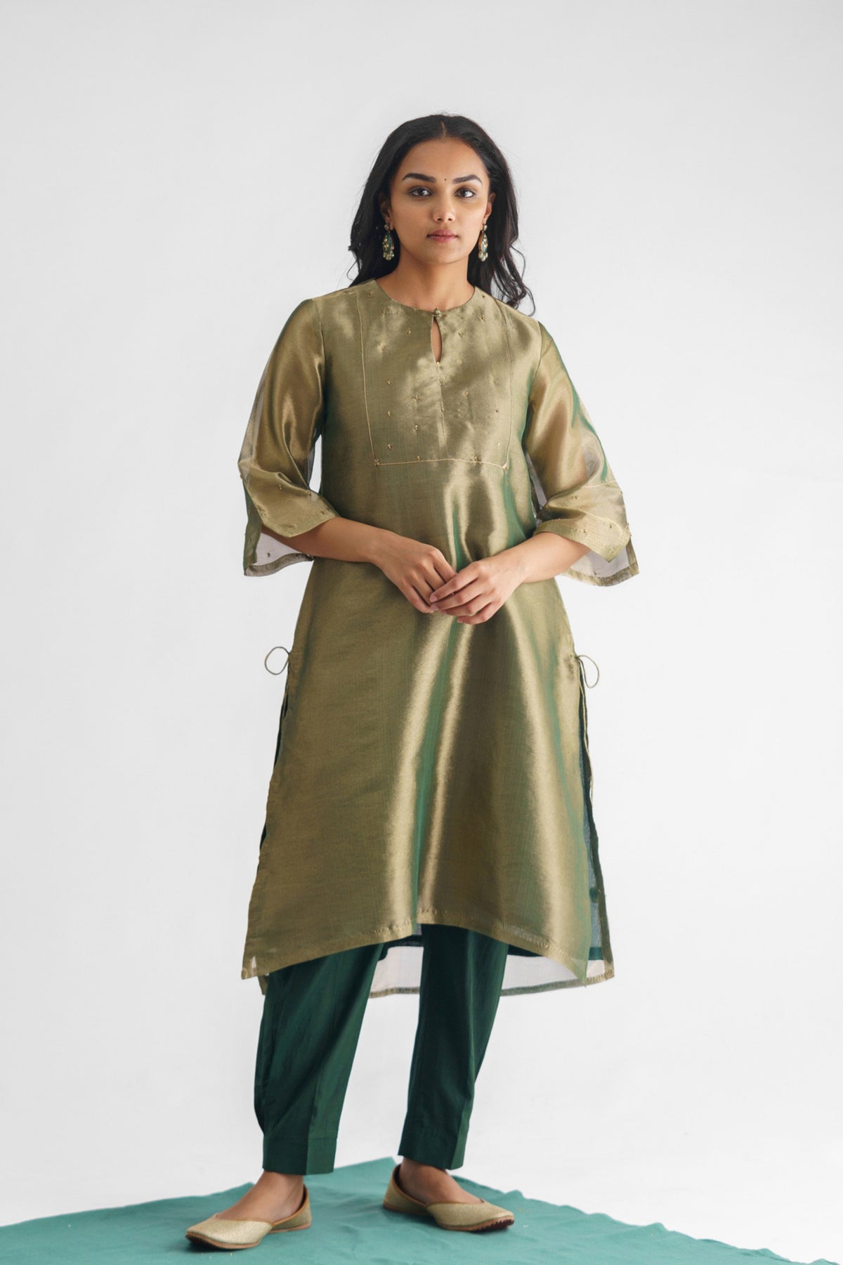 Green Sequence Tissue Tunic