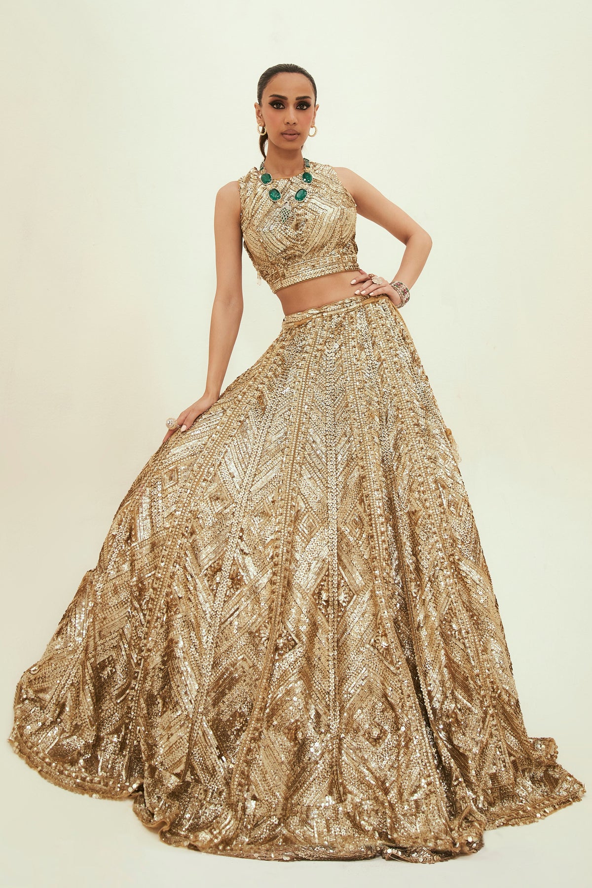 Golden Amira Lehenga Set