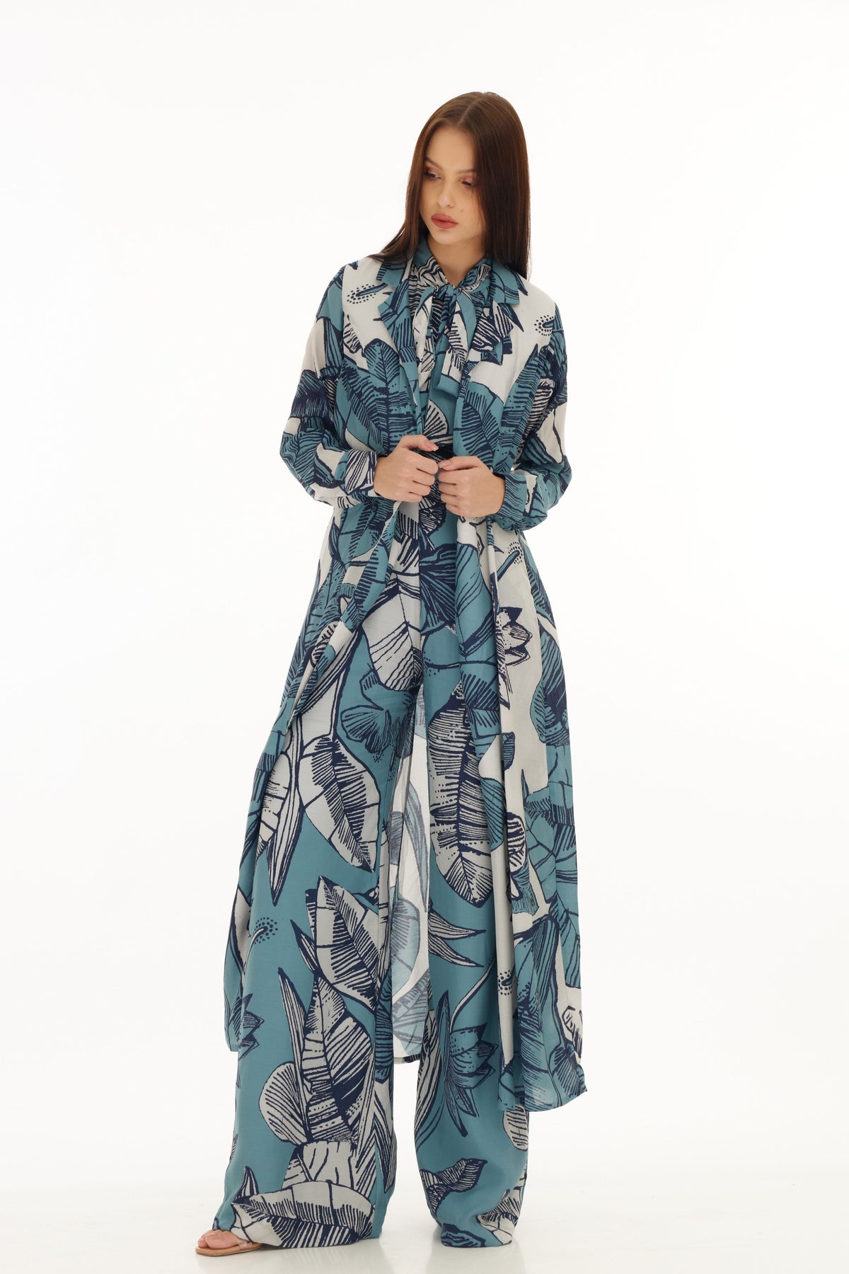 White and Blue Floral Cape