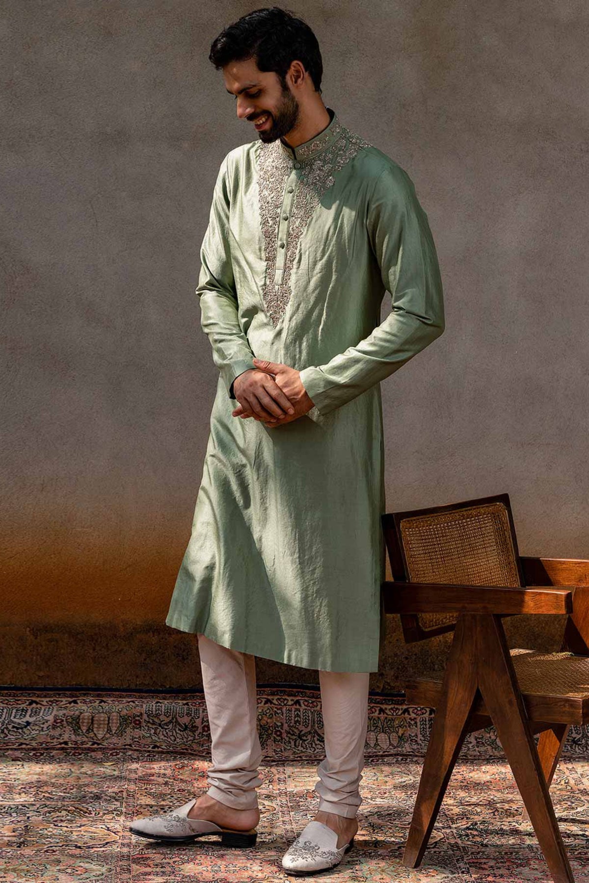 Mint Green Embroidered Kurta Set