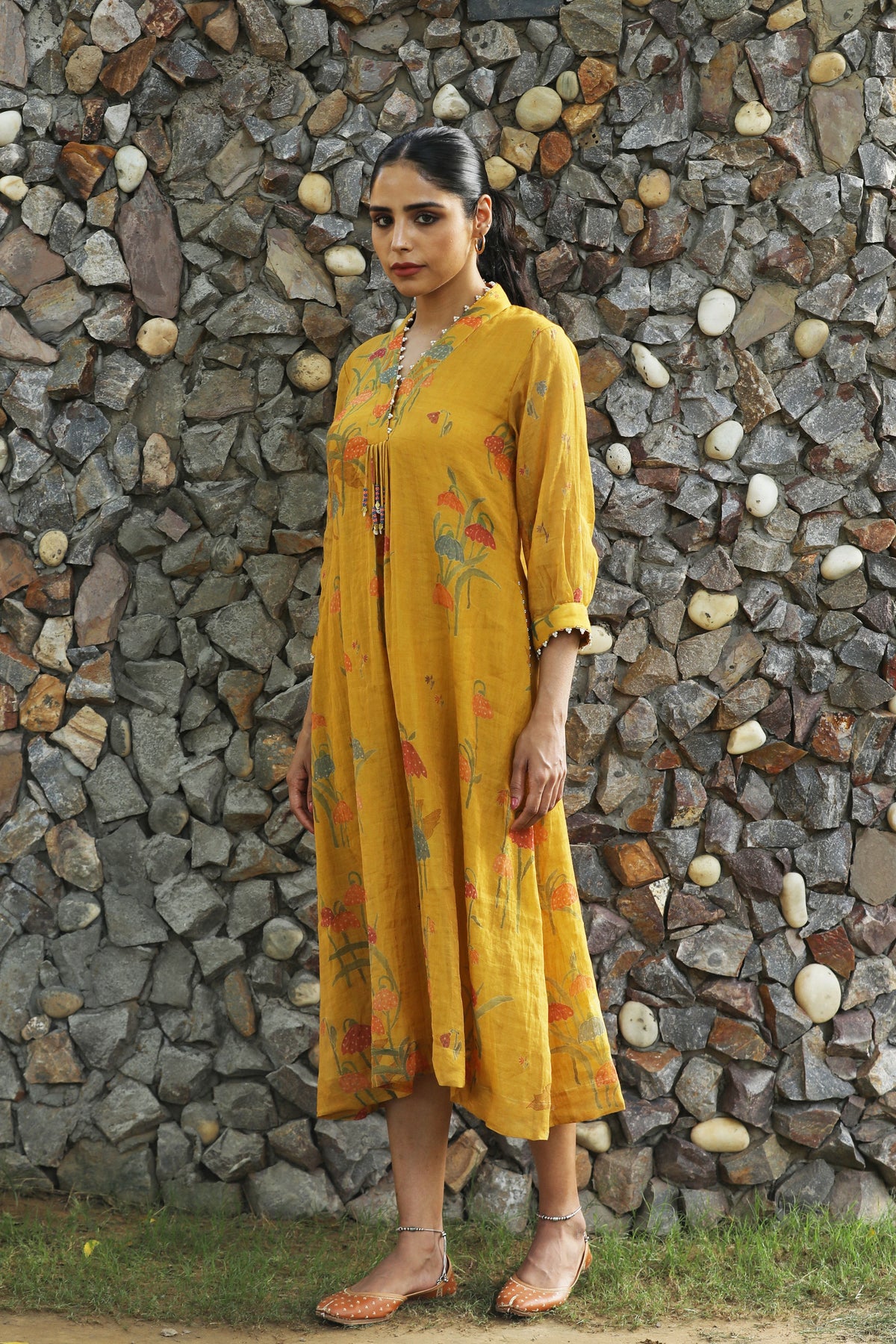 Mustard Yellow High Collar Tunic