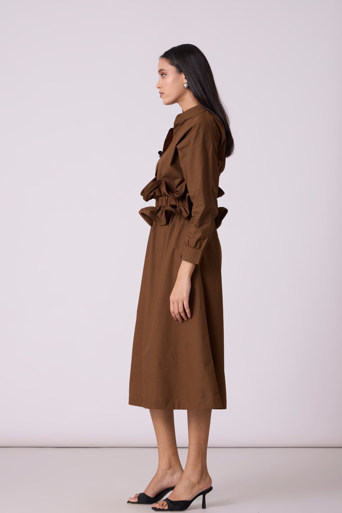 Alexa Applique Olive Brown Dress