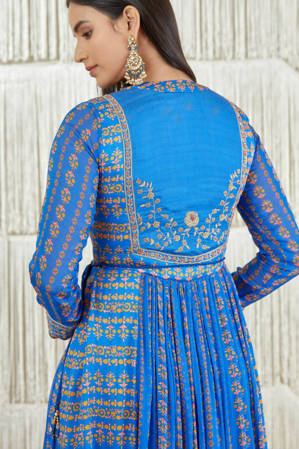 Blue zardozi embroidered anarkali set