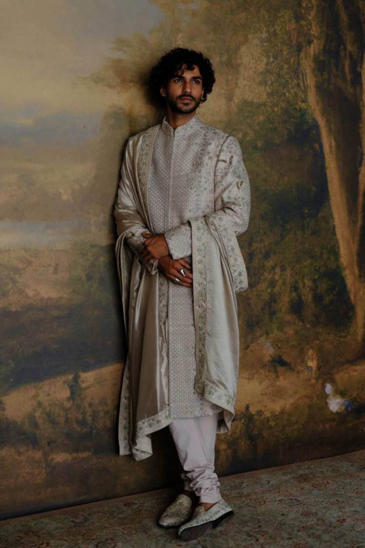 Beige Sherwani Set