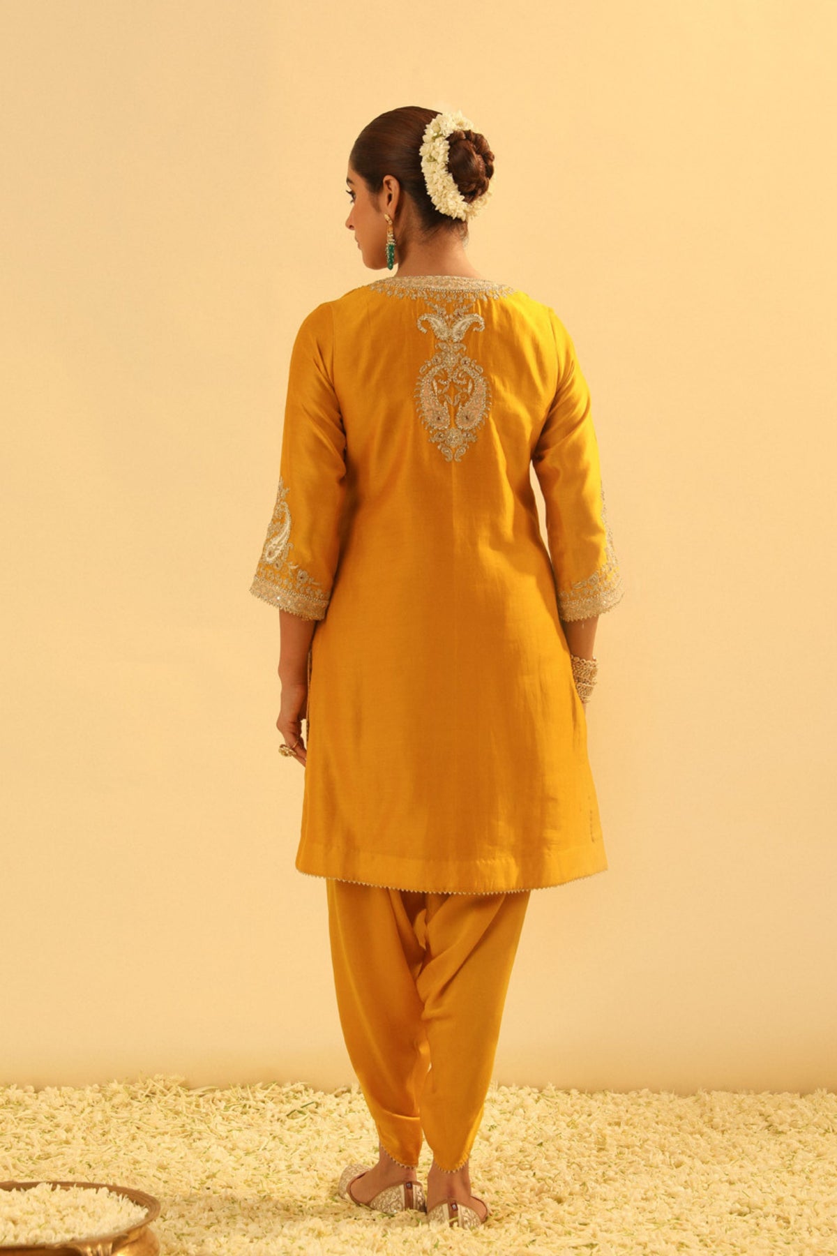 Aashna Short Mustard Kurta With Dhoti