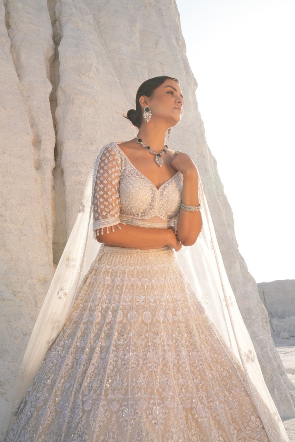 Ivory Embellished Lehenga Set