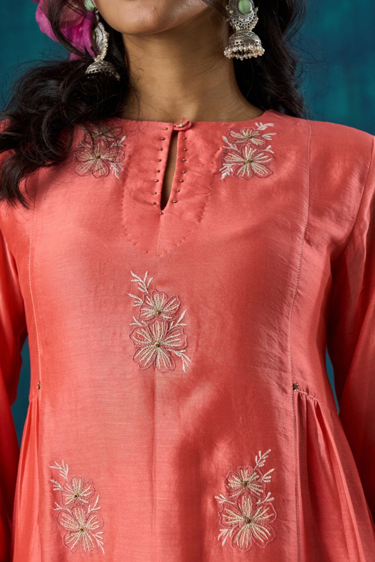 Peach Floral Urvi Kurta Sets