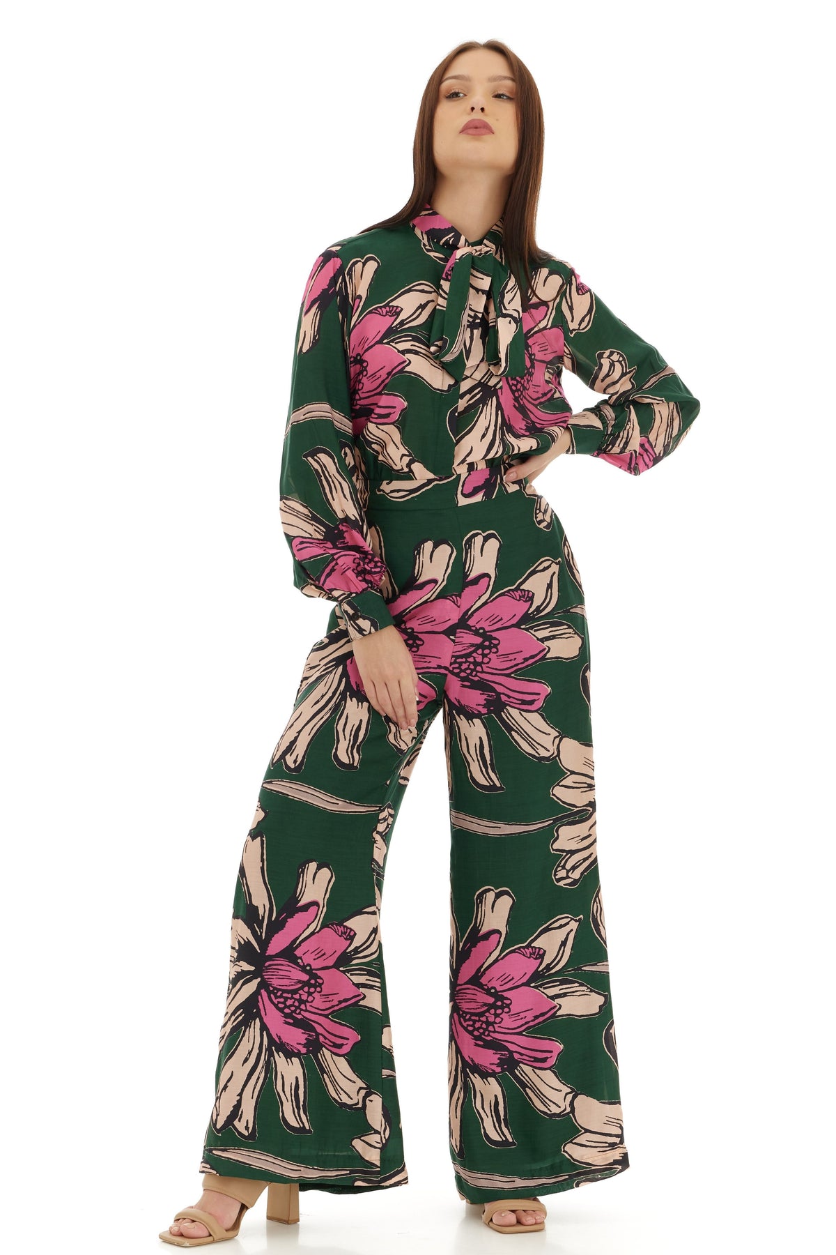 Green and Pink Floral Pants