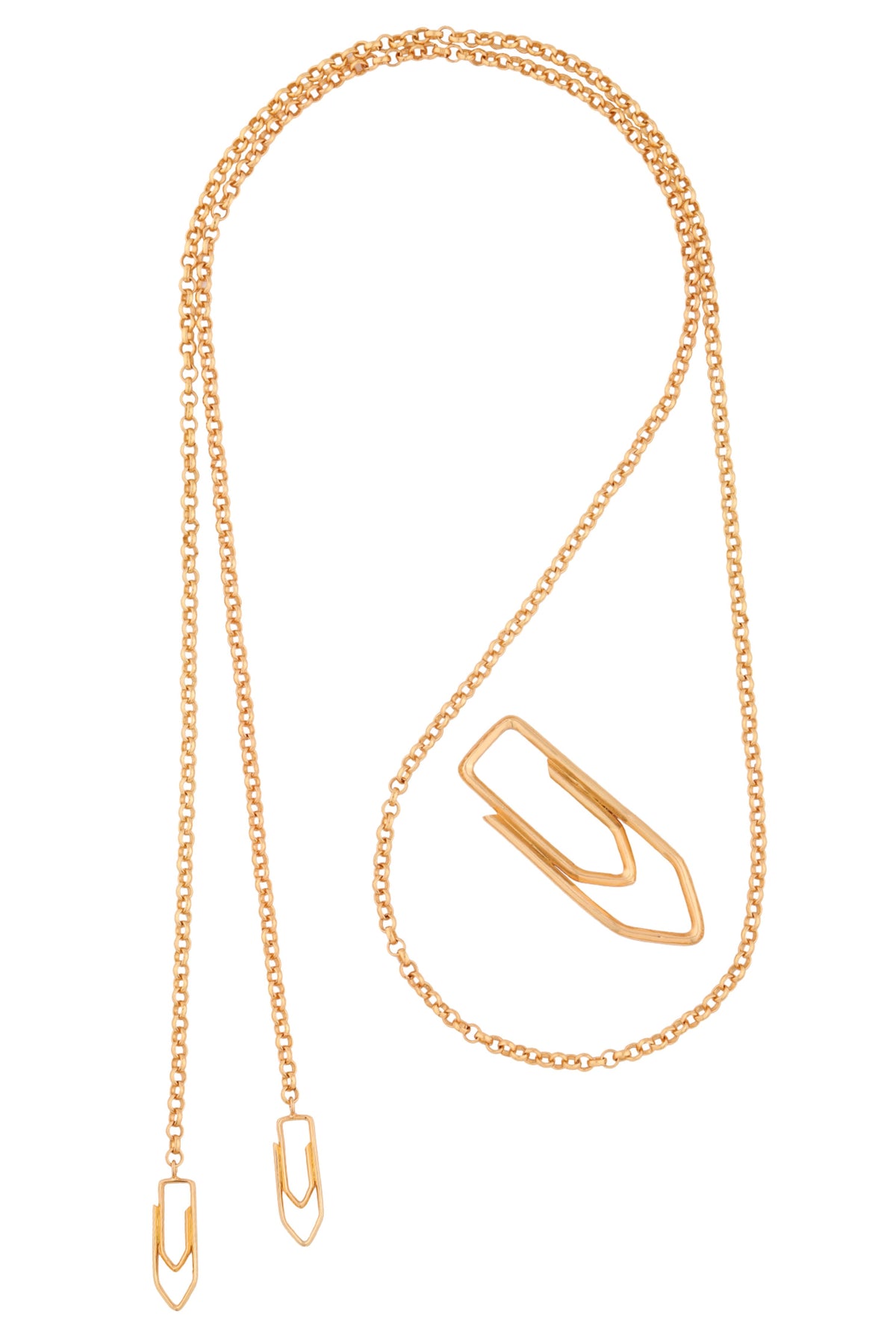 Golden Paper Clip Lasso Necklace