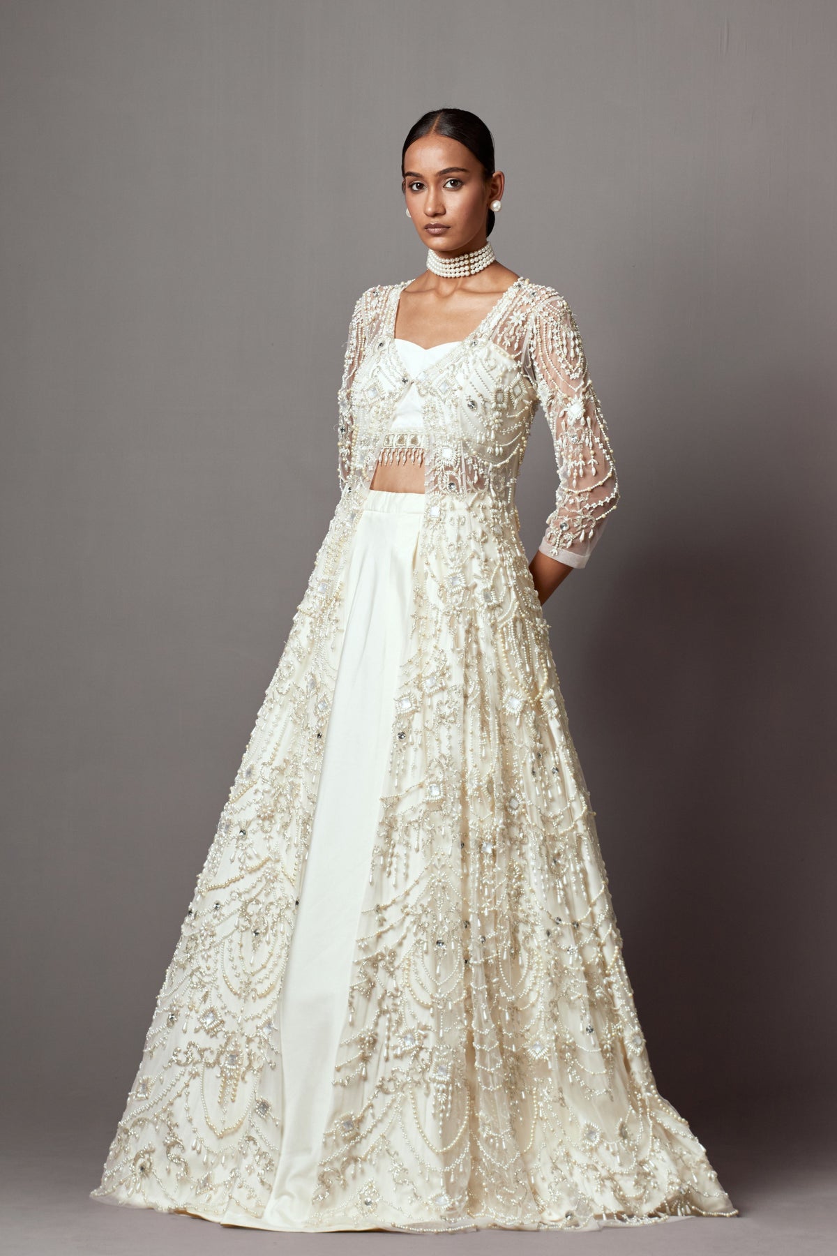 Pearl Lehenga With Jacket Set