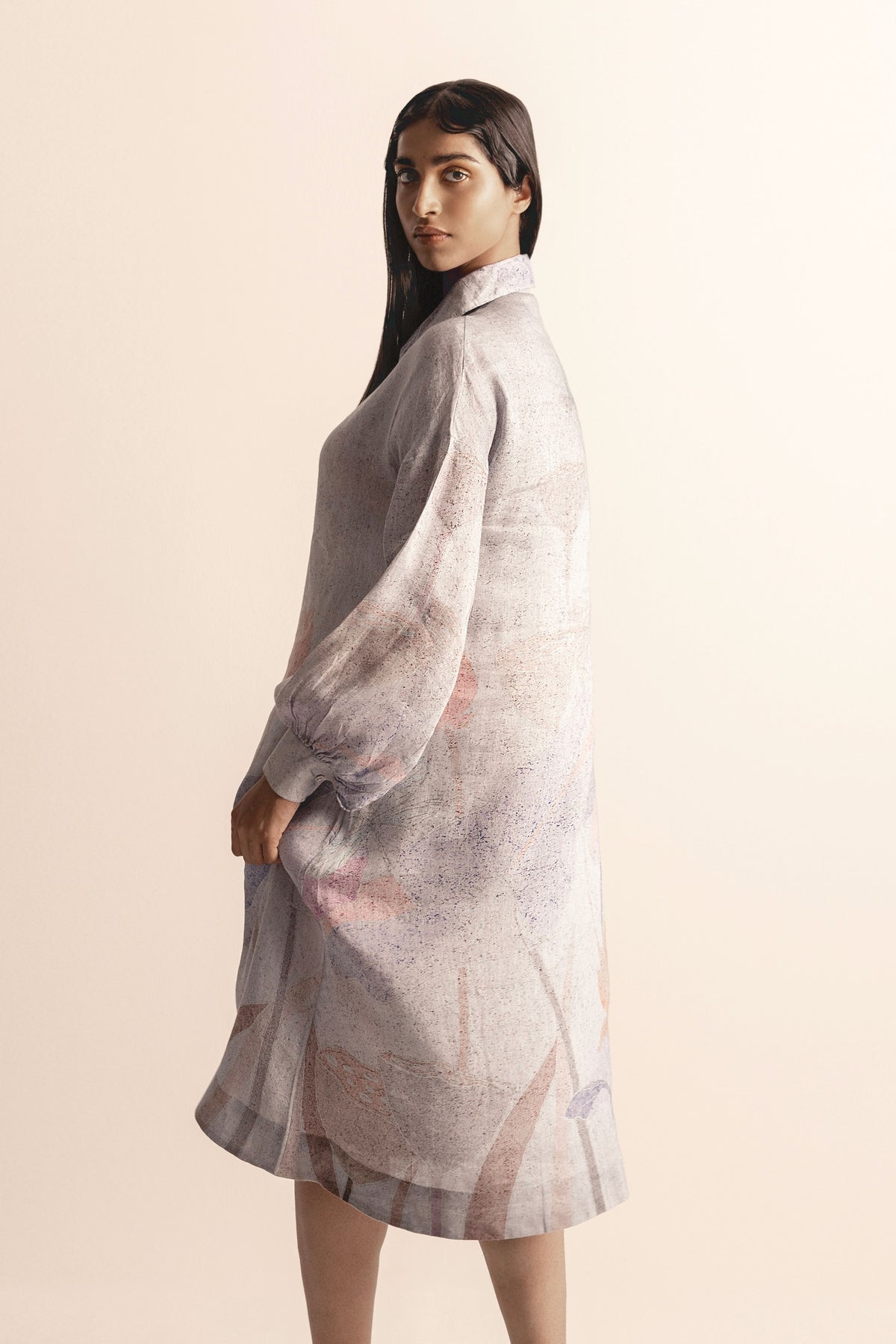 Lotus Pond Graphic Shirt Dress