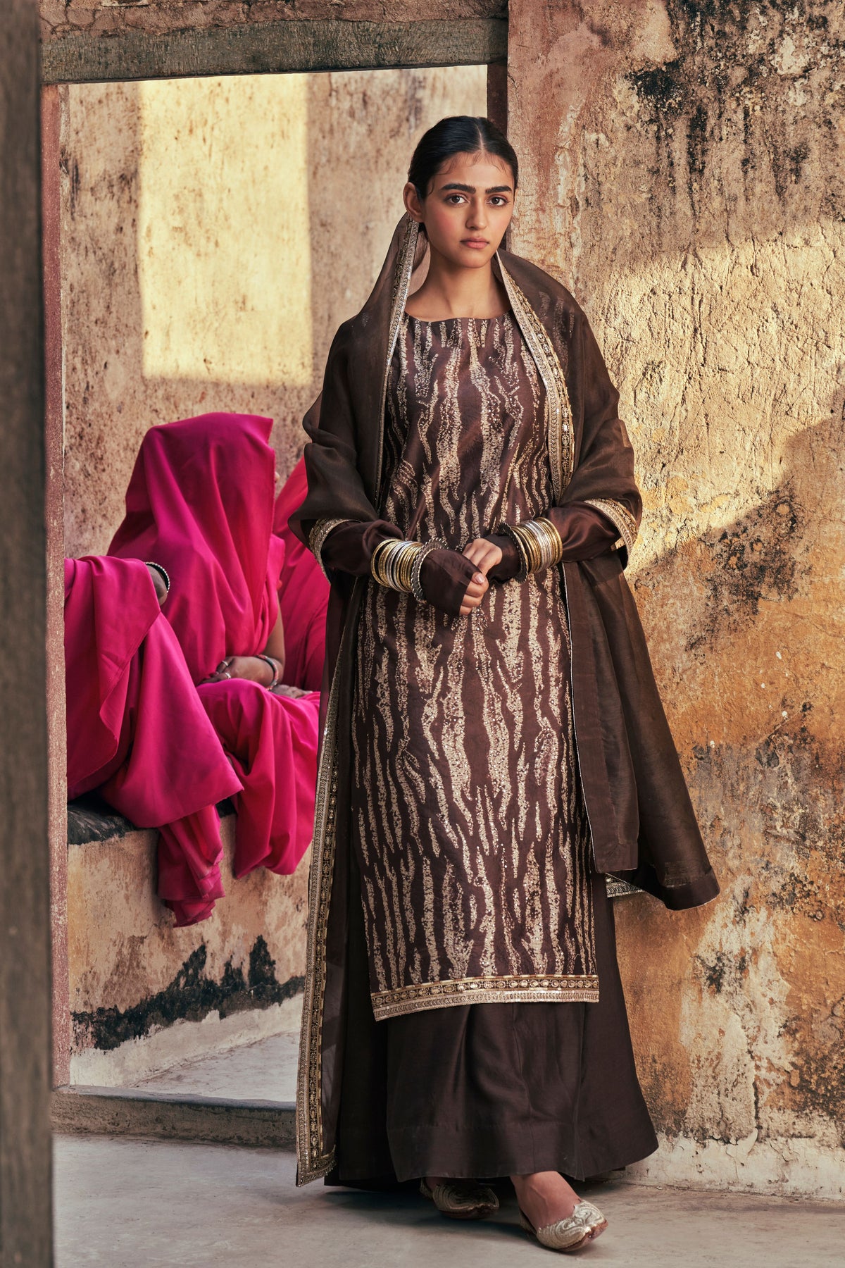 Brown Embroidery Kurta Set