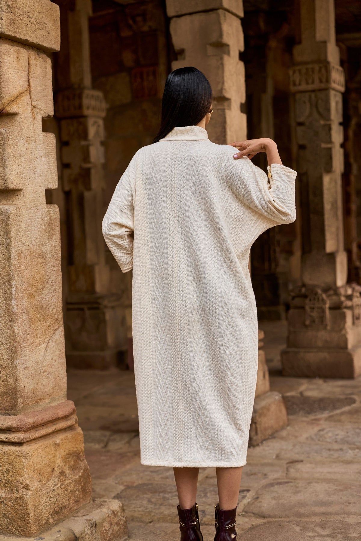 Ivory Knit Midi Dress