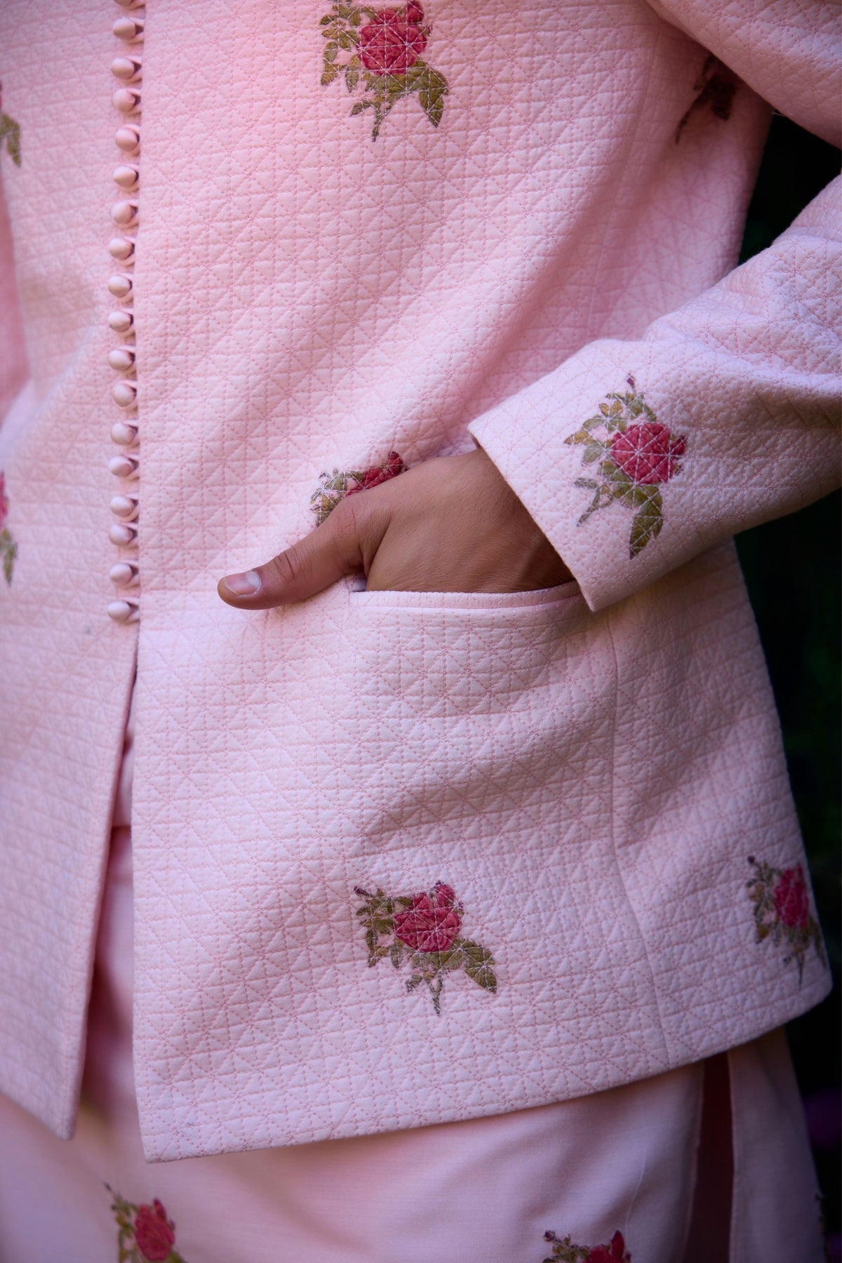 Crystal Pink Kurta Set With Jacket