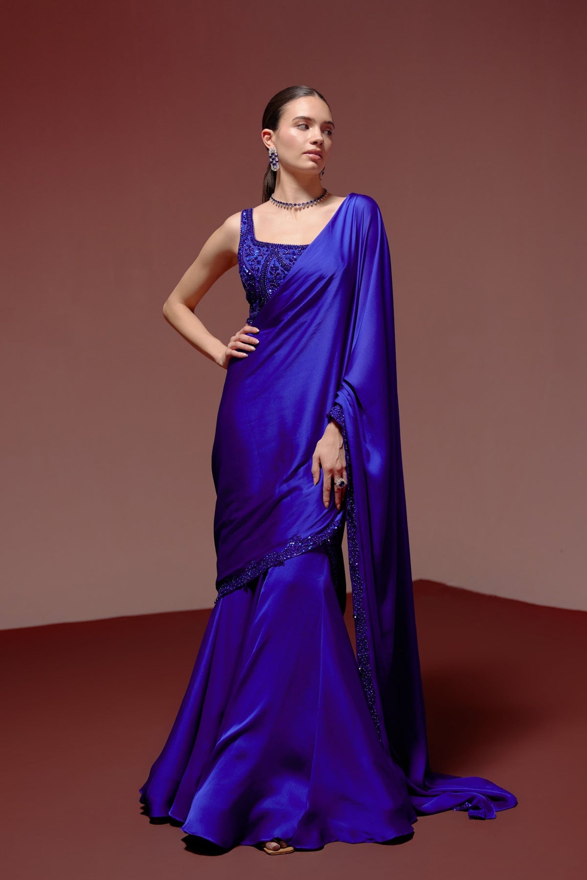 Electric Blue Drape Saree