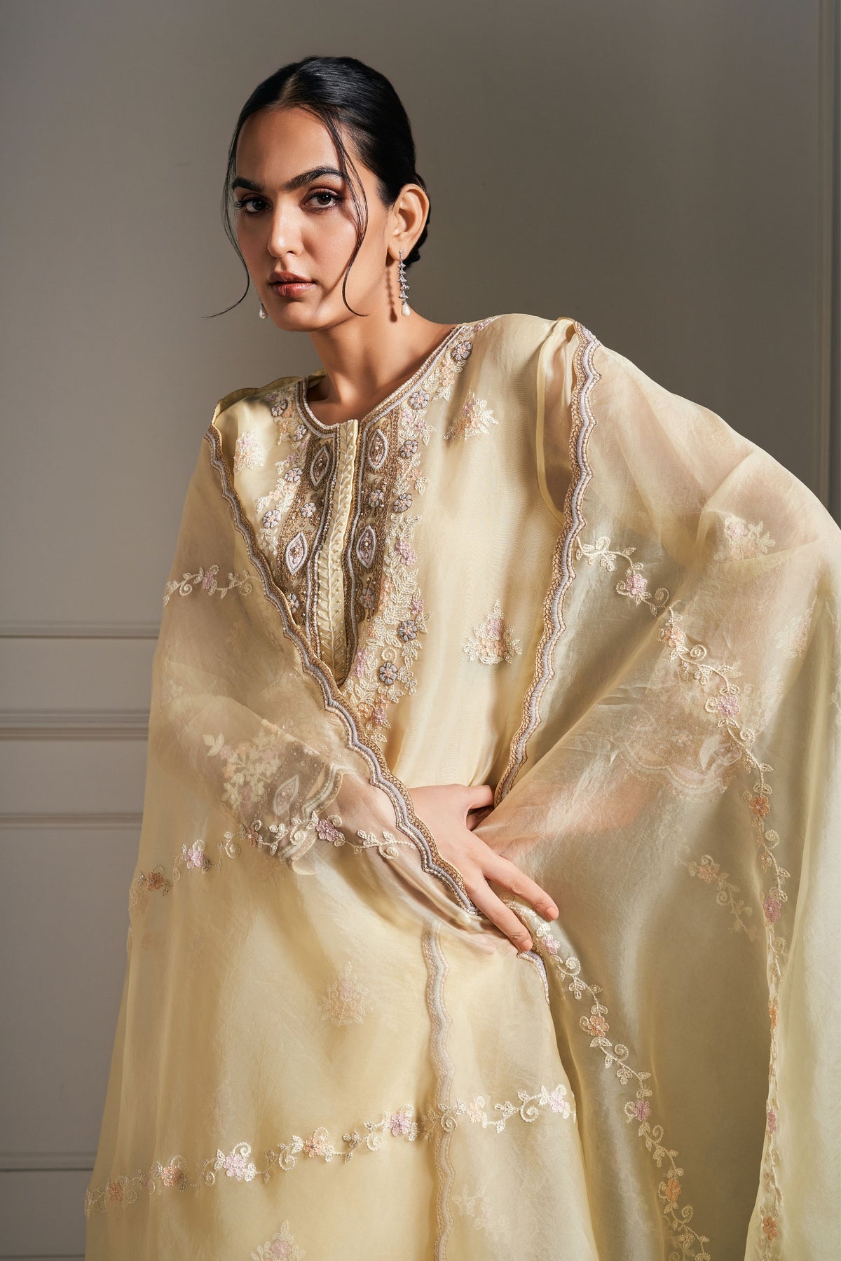 Ethereal Yellow Embellished Kurta Set