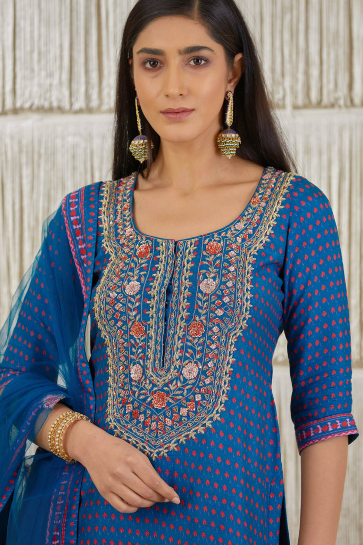 Blue zardozi embroidered sharara set