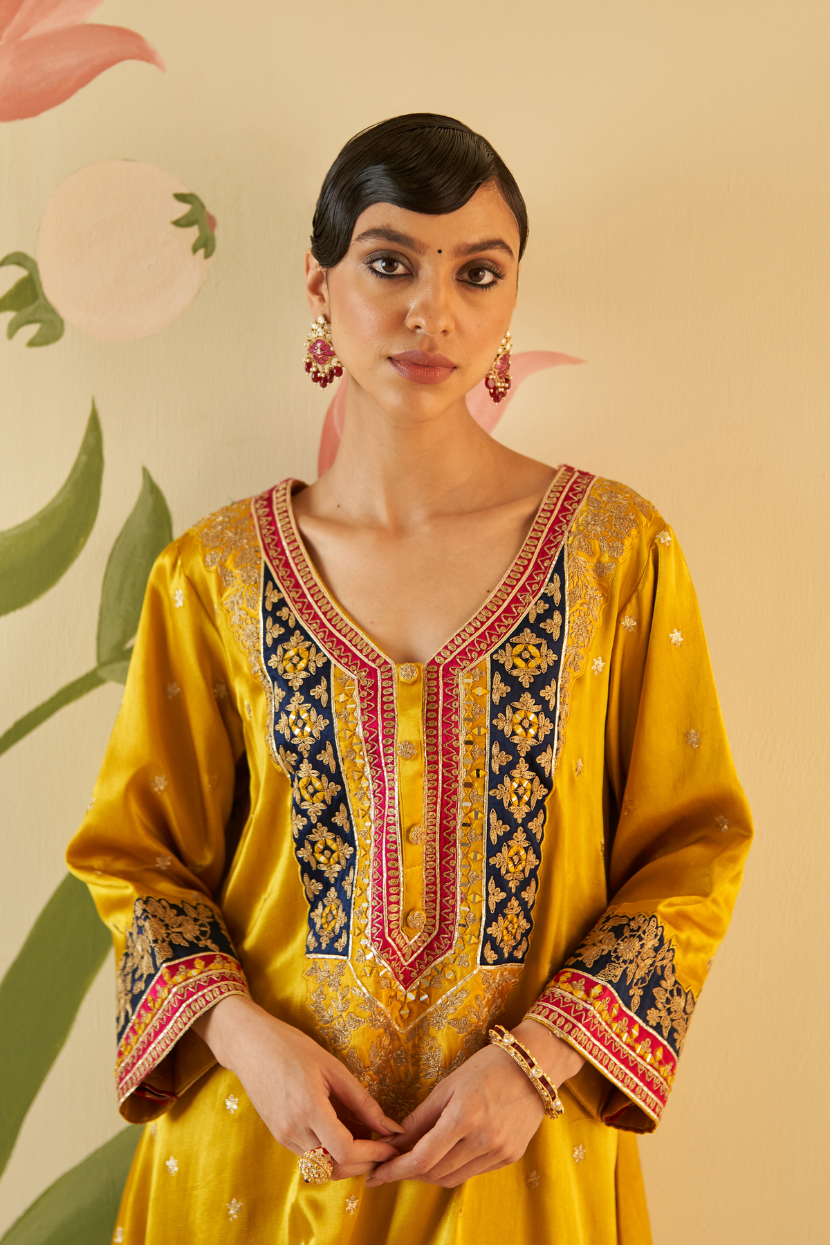 Mustard Satin Choga Set