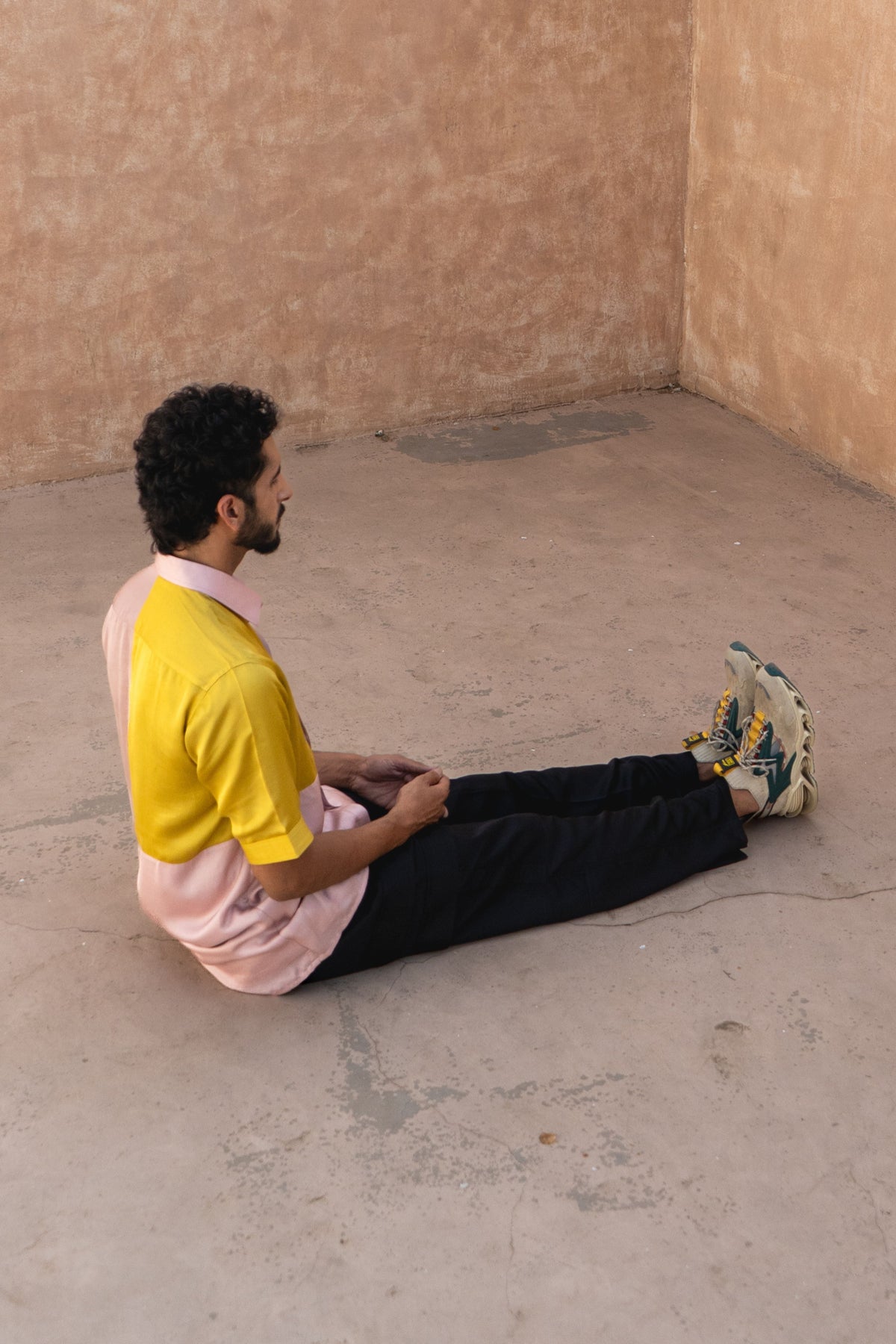 Pink-yellow Color-blocked Shirt