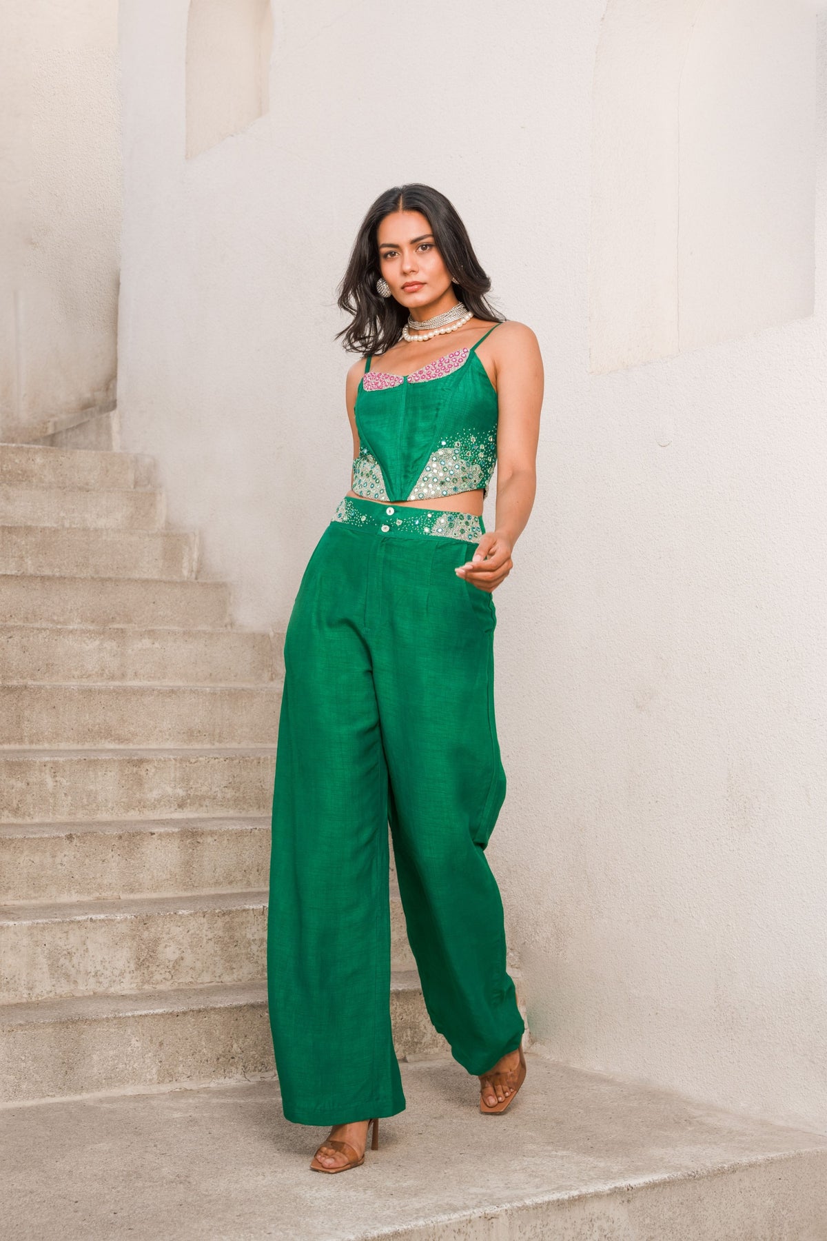 Basil Green Mirror Co-ord Set