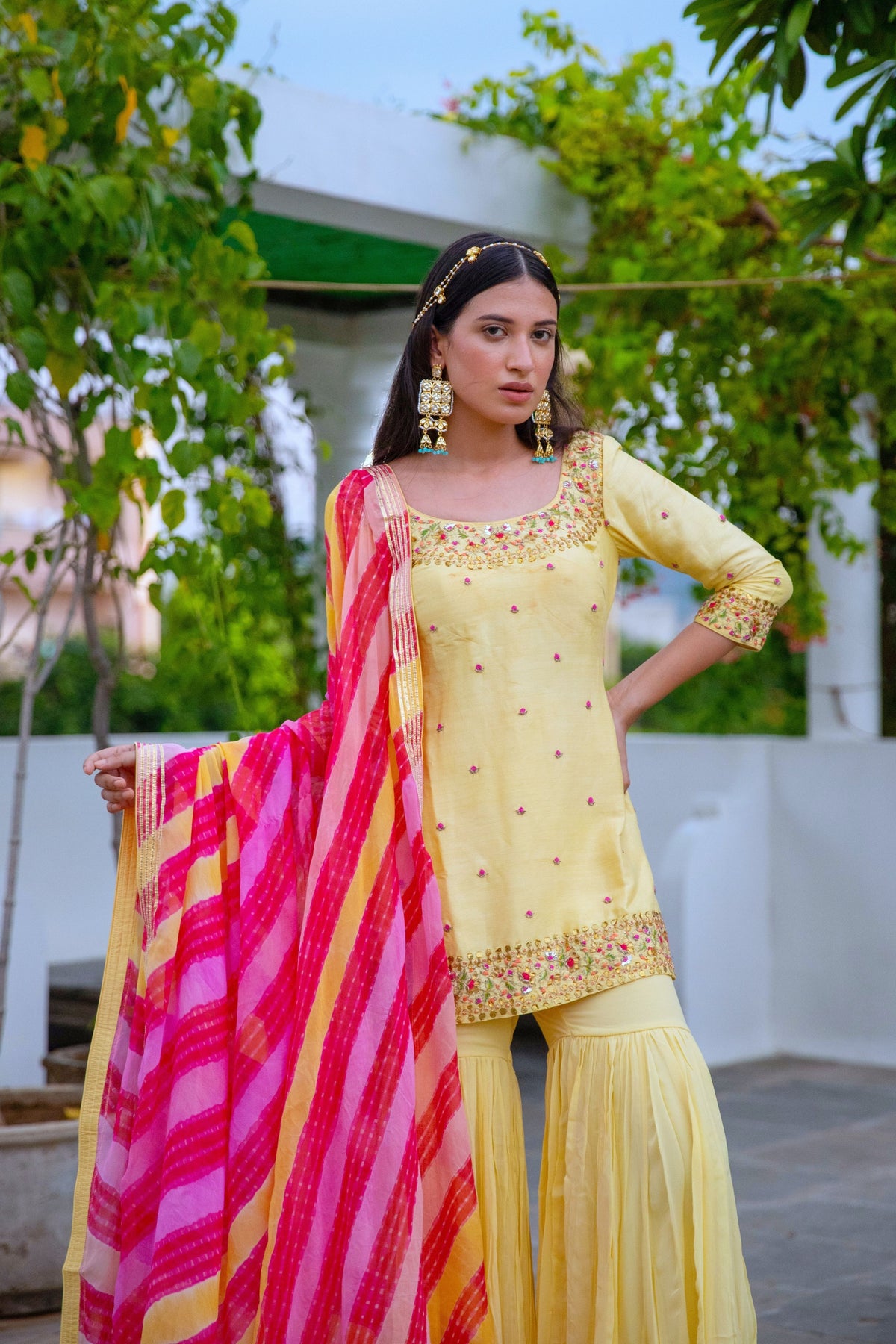 Yellow Silk Sharara Set