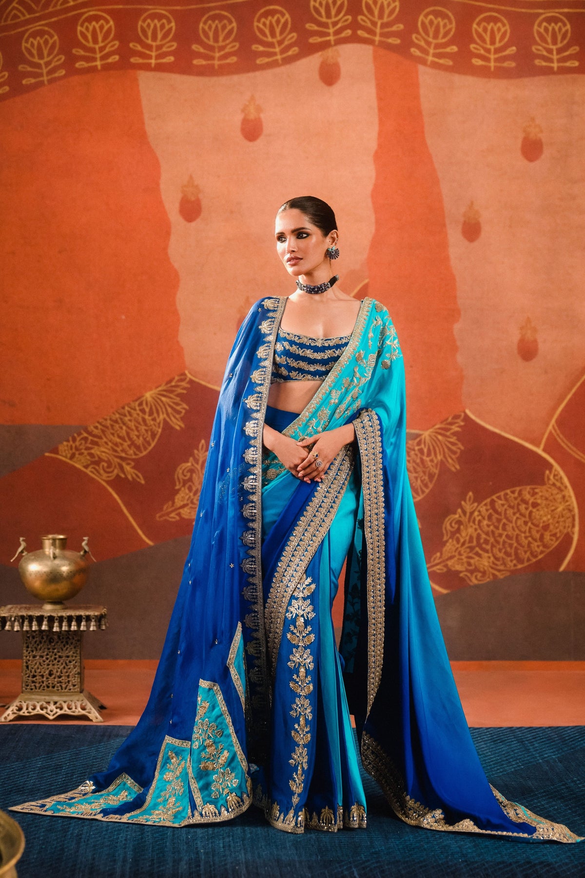 The Saanjh Stitched Saree With Dupatta