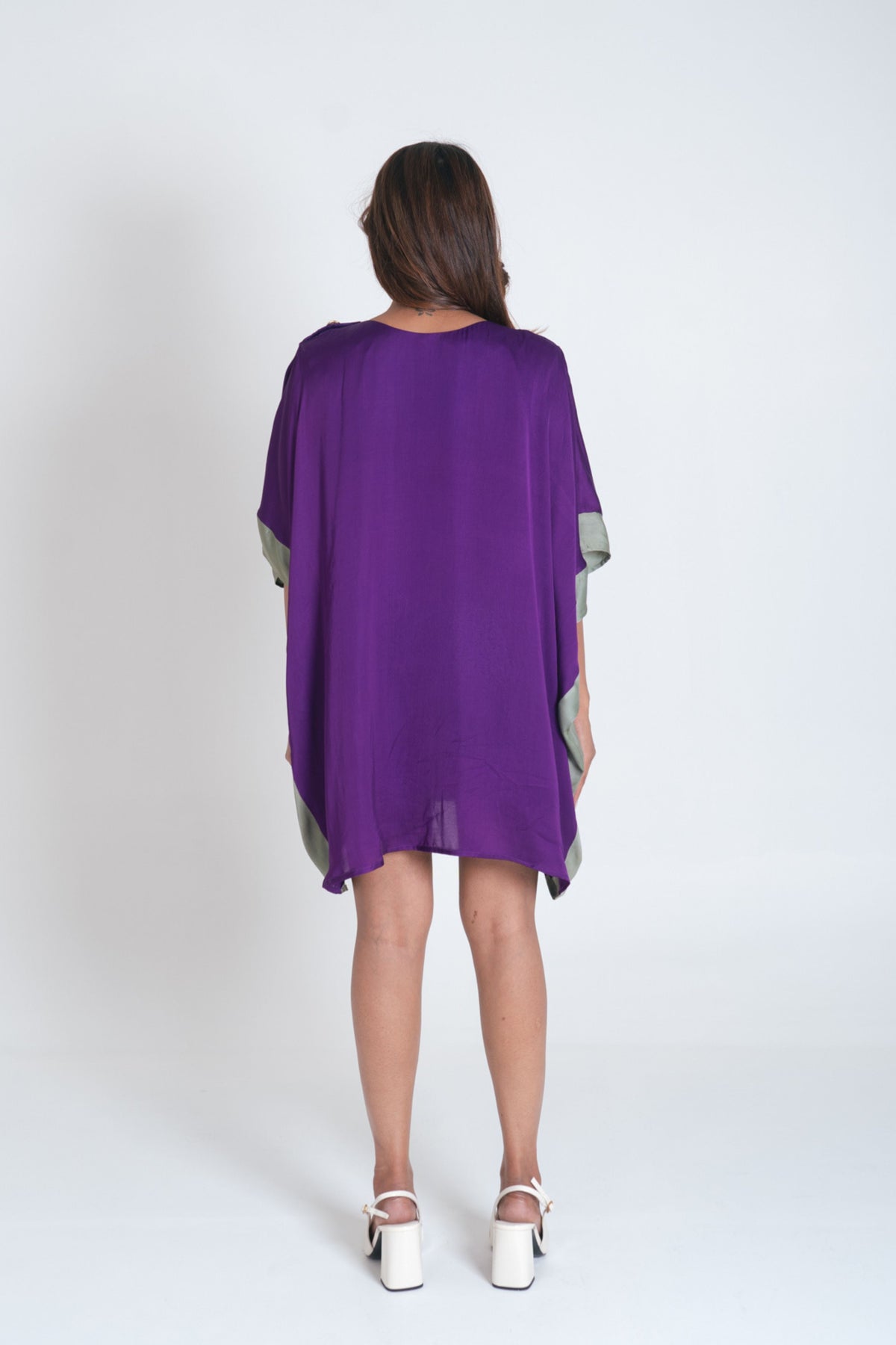 Purple- Green Short Kaftan Dress