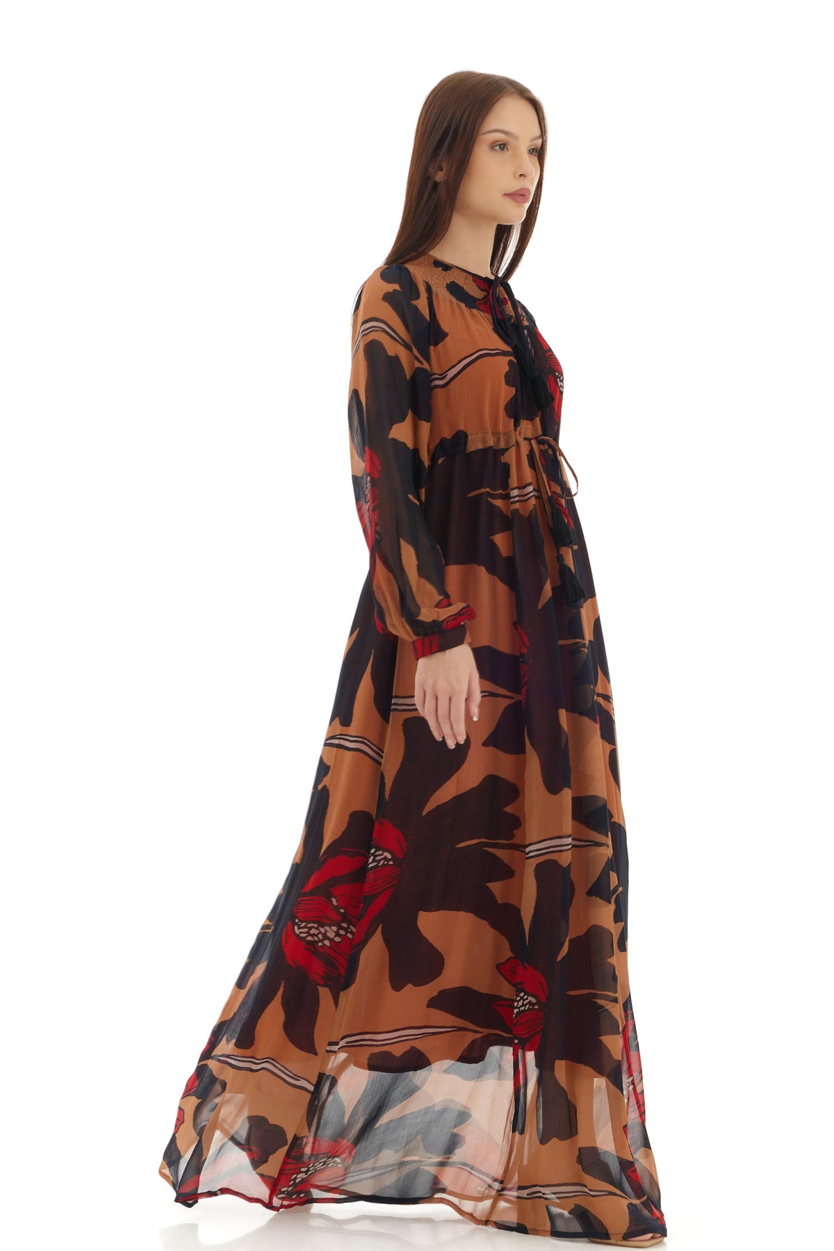 Orange and Brown Kaftan Dress