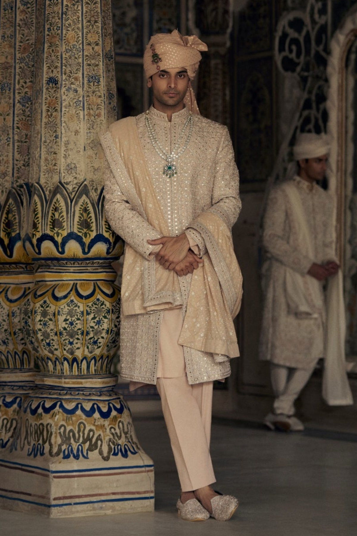 Peach Sherwani Set