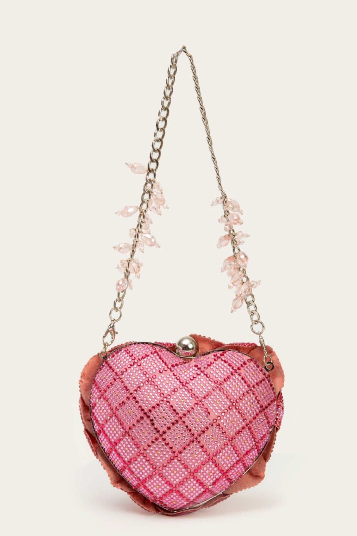 Isa Crystal Heart Clutch- Blush