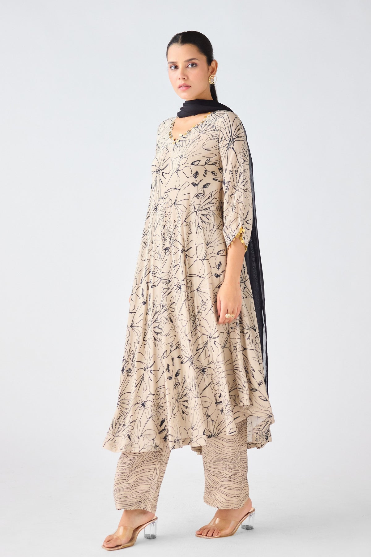 Ivory Brass Embellished Kurta Set