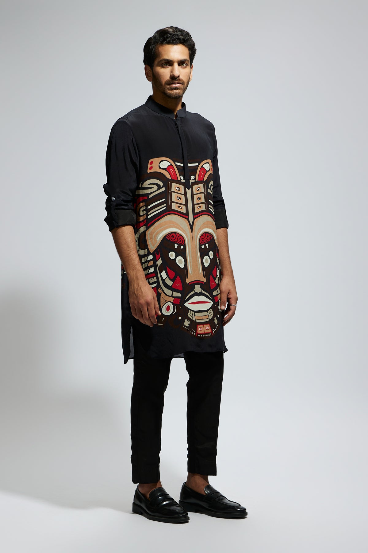 Black Mask Printed Kurta