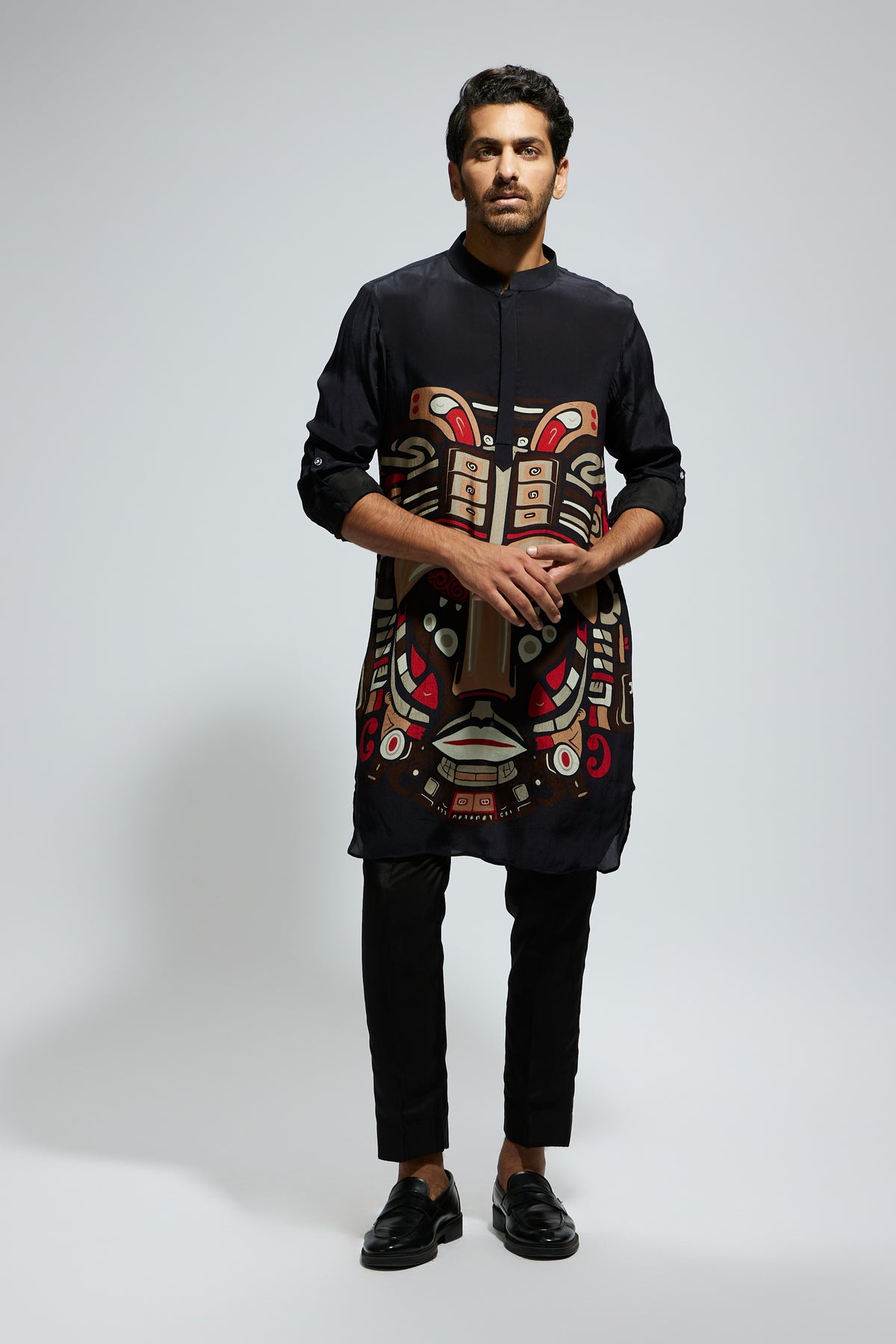 Black Mask Printed Kurta