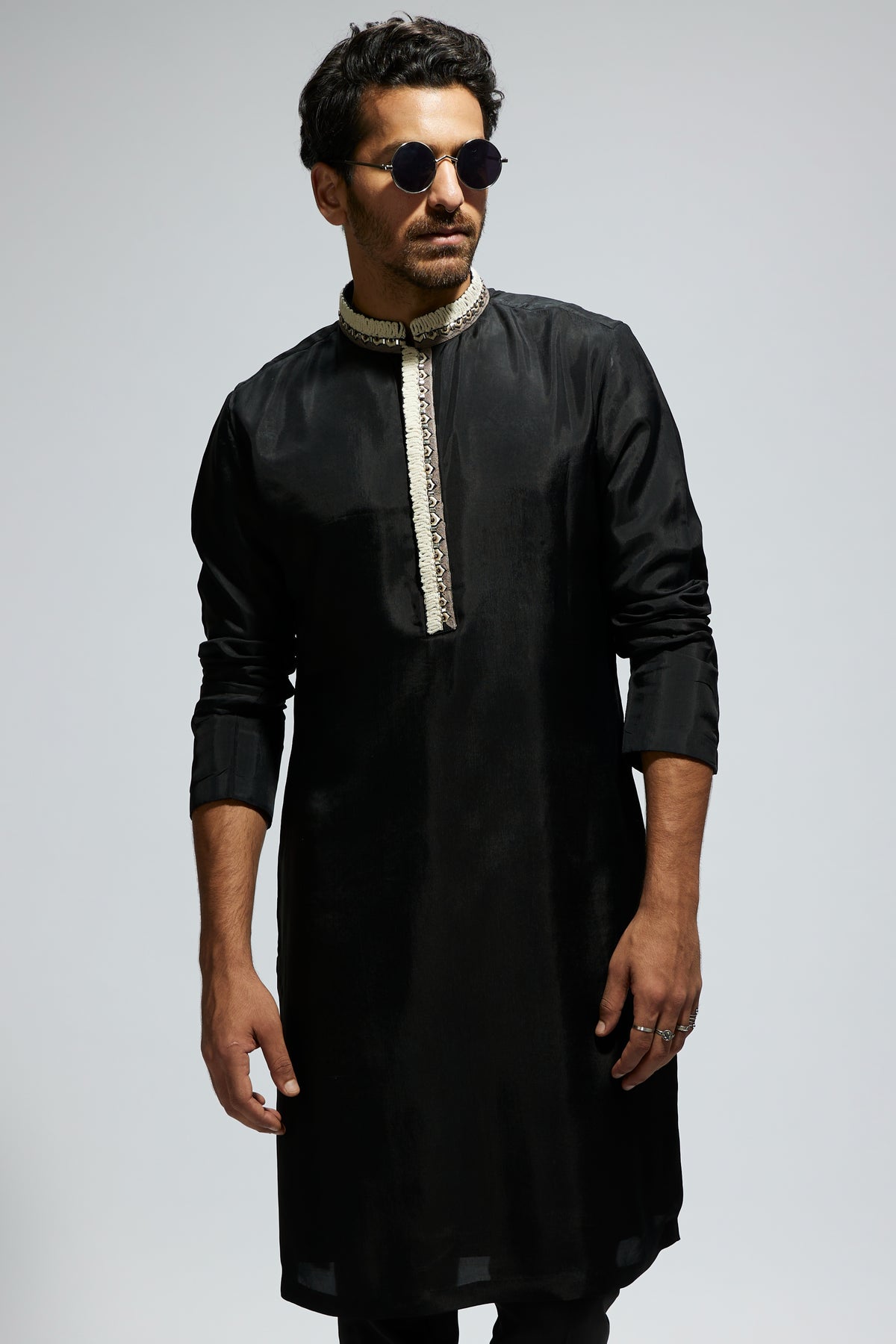 Black Solid Kurta Set