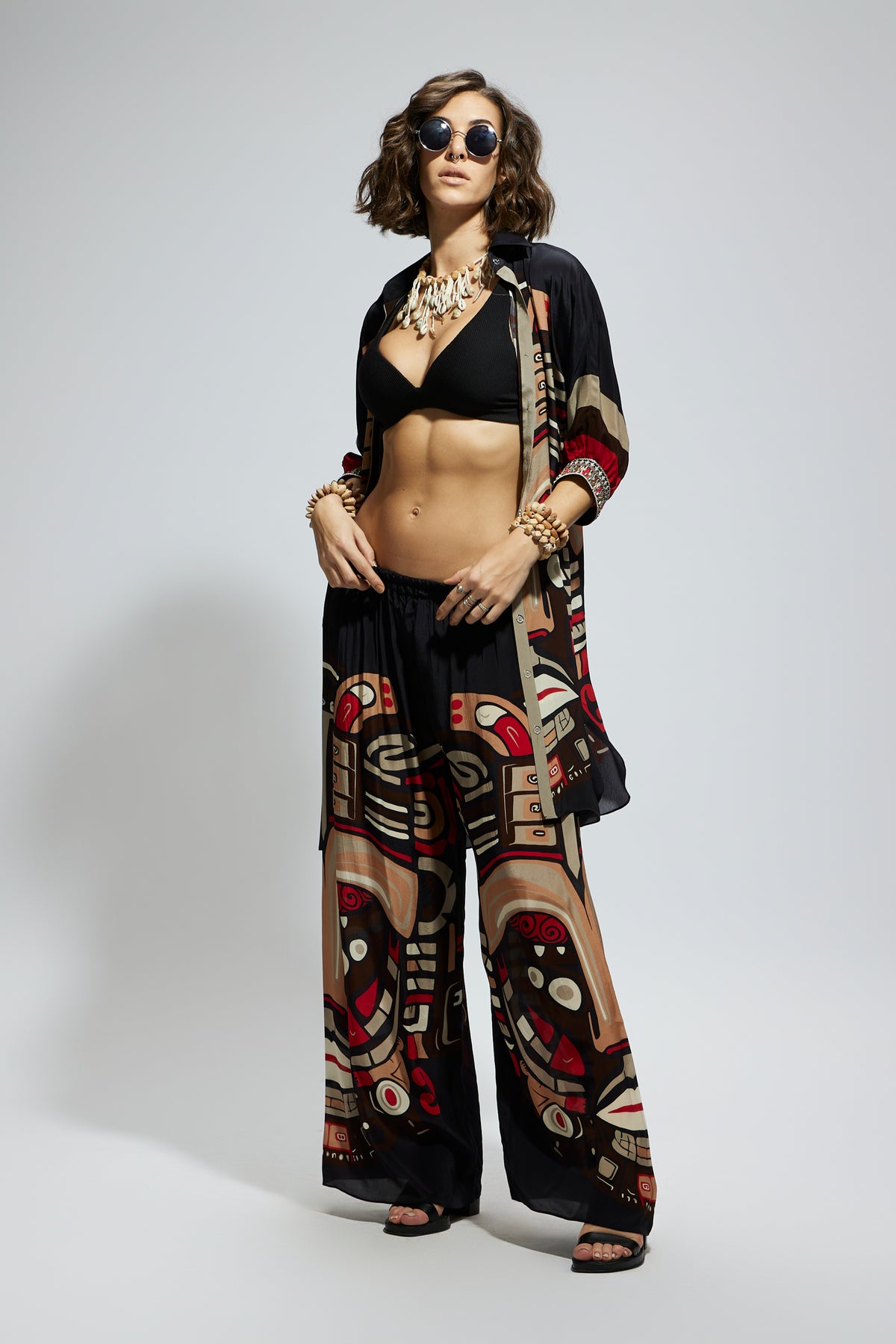 Blue Mask Print Oversized Co-ord Set