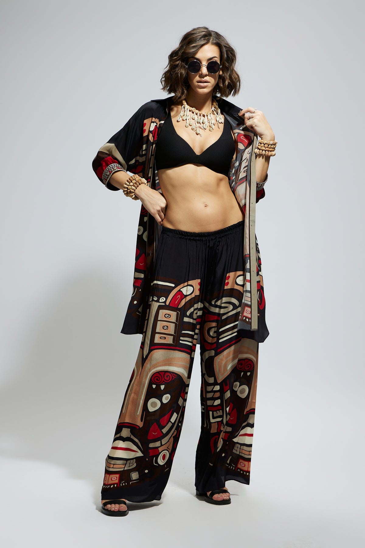 Blue Mask Print Oversized Co-ord Set