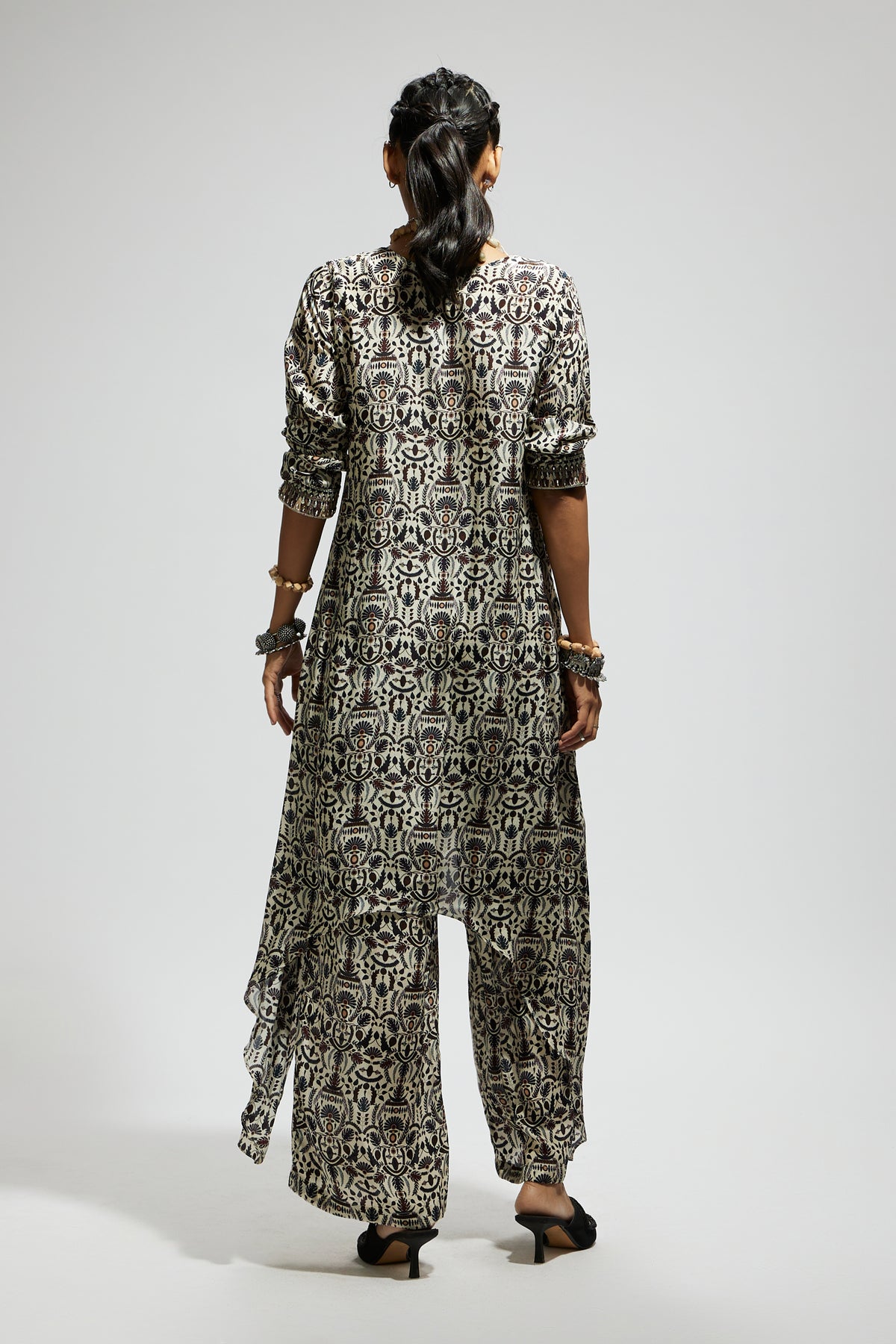 White Jaal Print Tunic Set