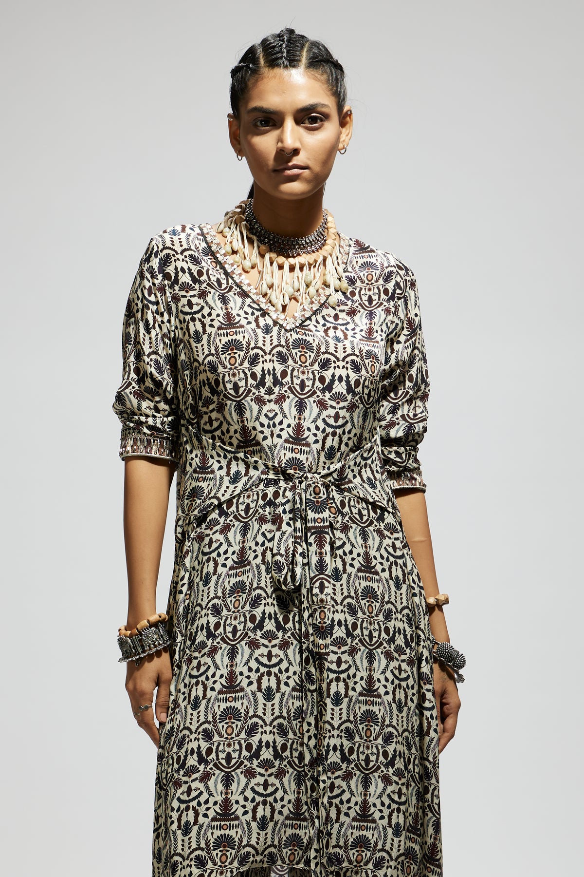 White Jaal Print Tunic Set