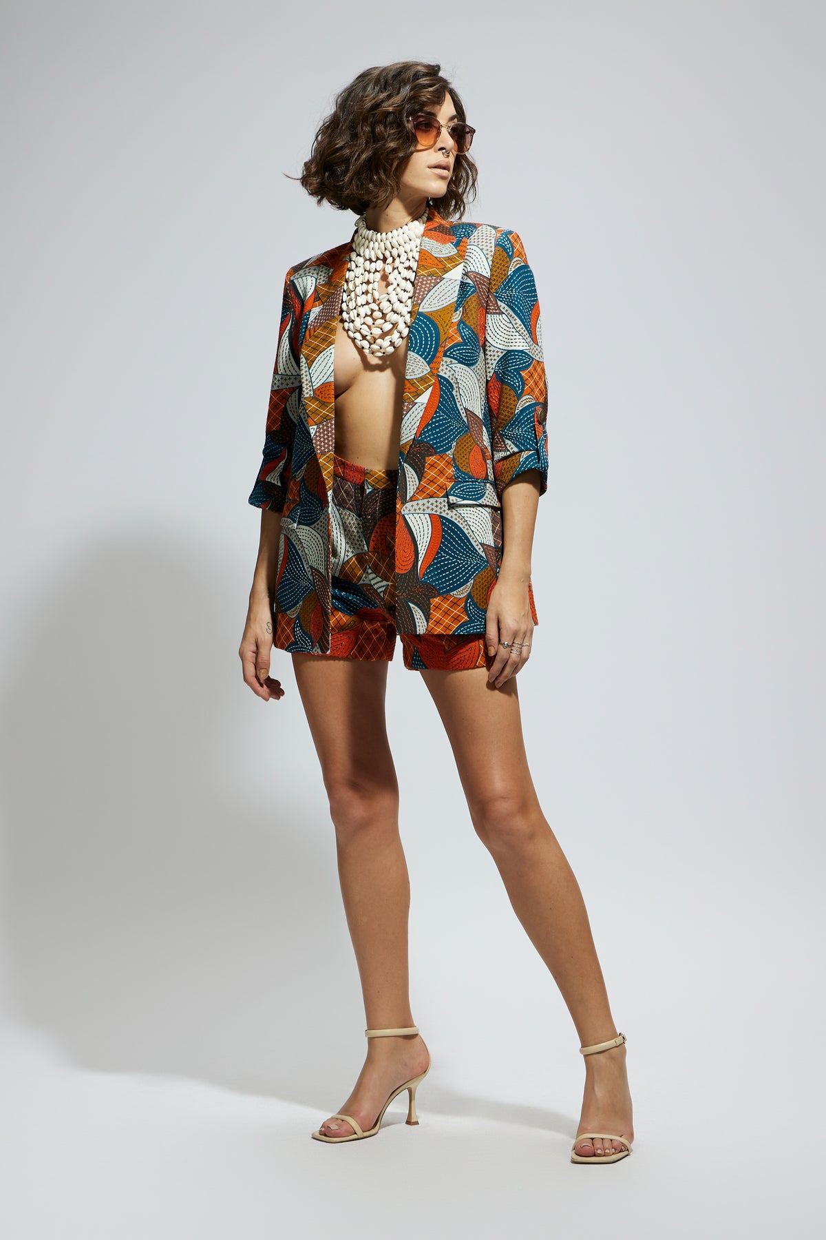 Abstract Engineered Textile Blazer Set